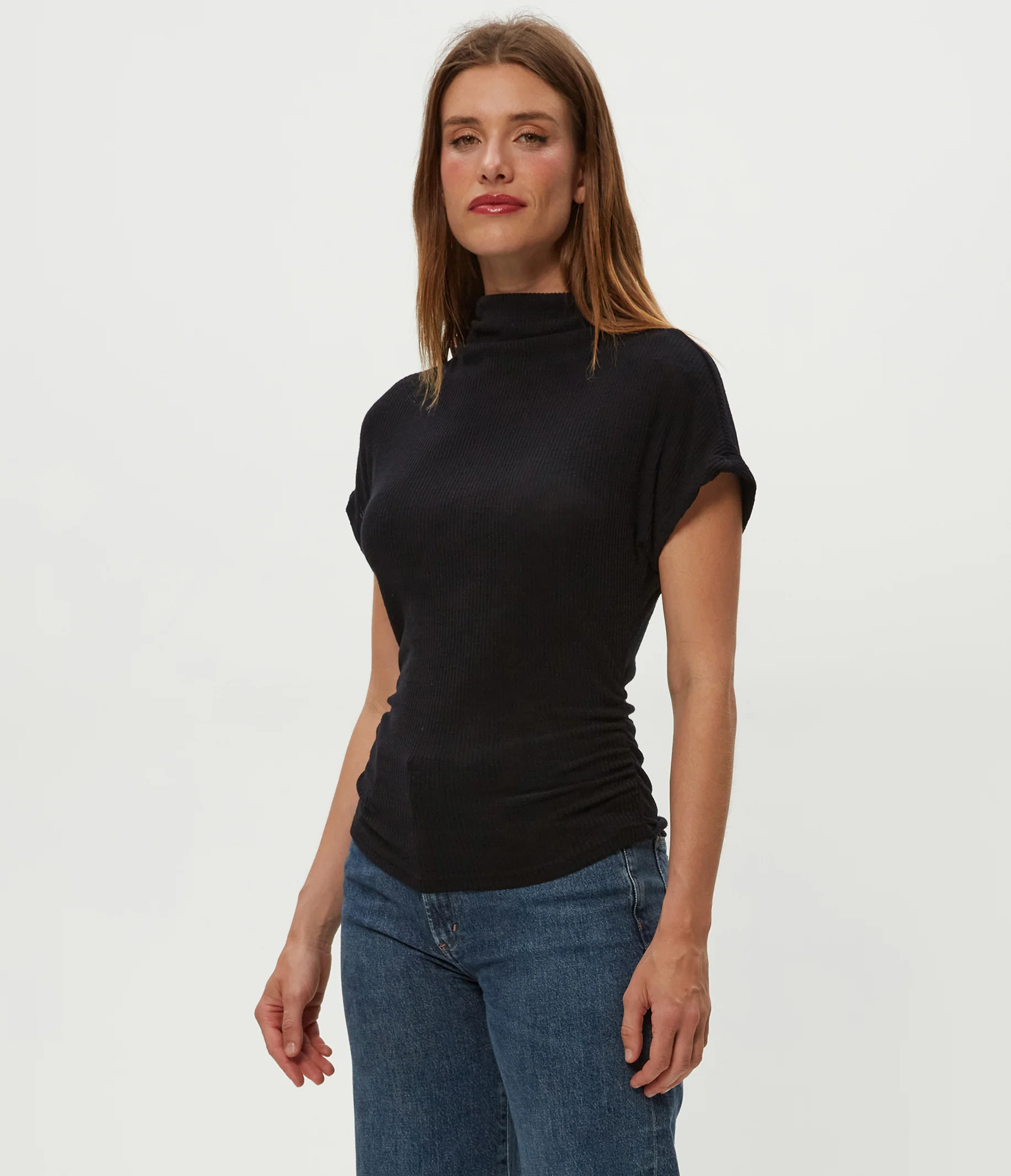 Lara Ribbed Mock Neck Top - Image 2