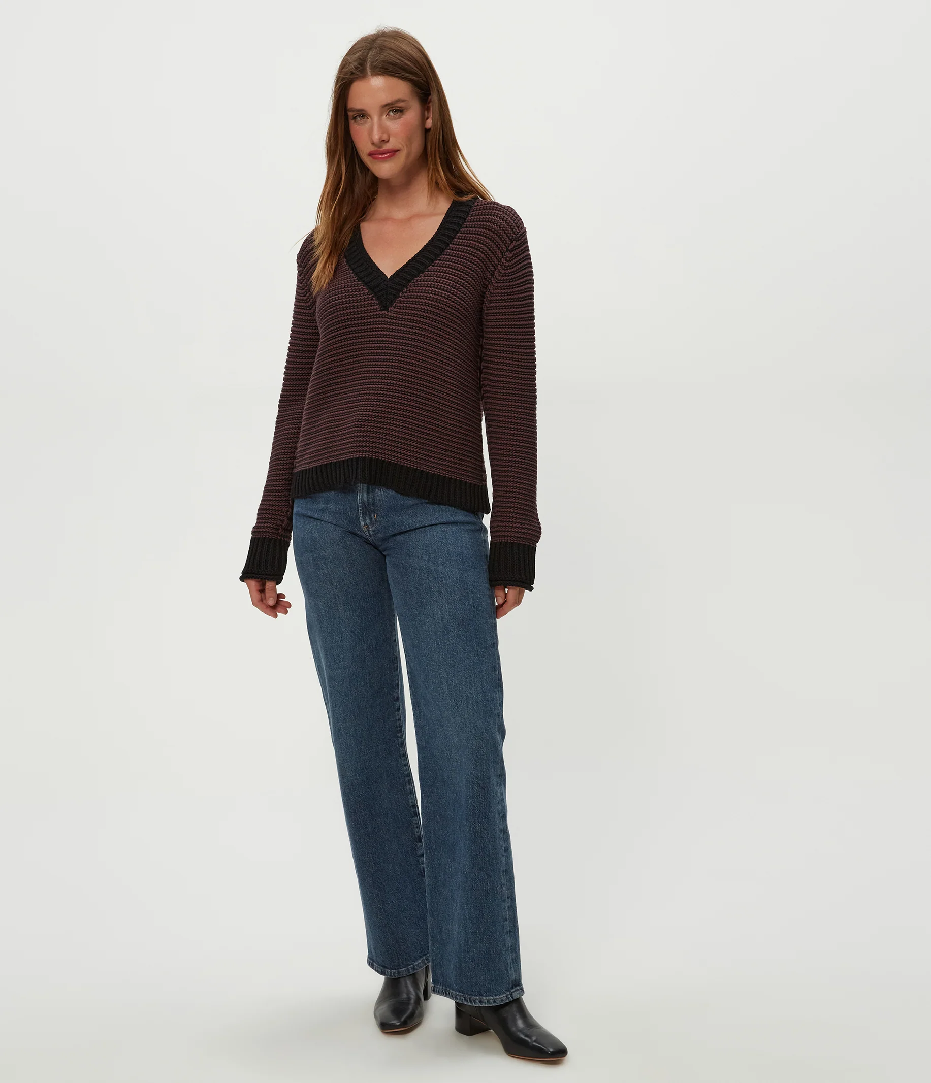 Linda Striped V-Neck Pullover - Image 2