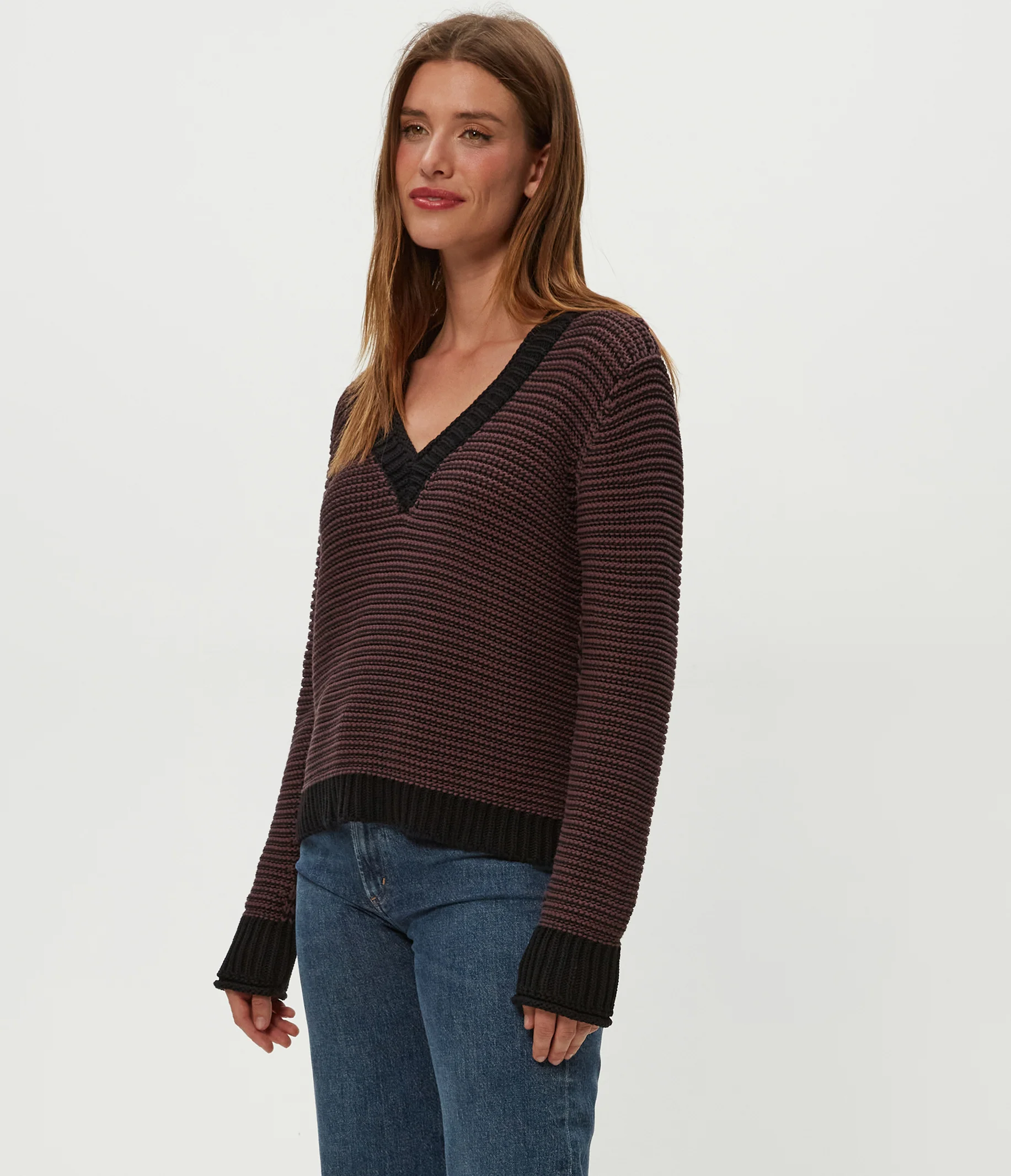 Linda Striped V-Neck Pullover - Image 3