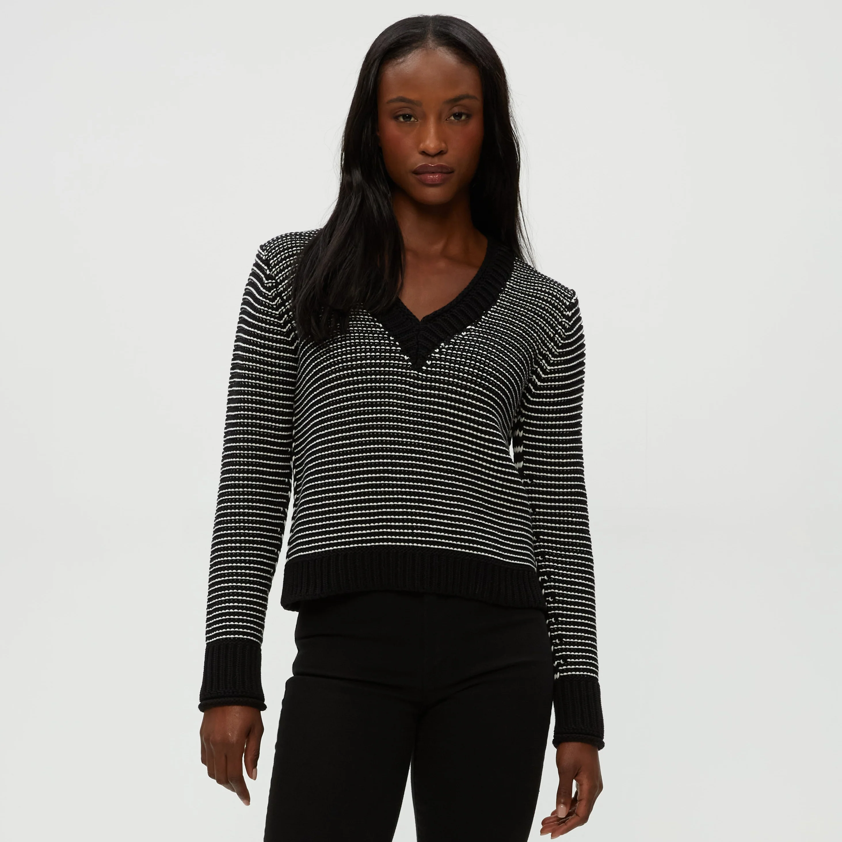 Linda Striped V-Neck Pullover - Image 5