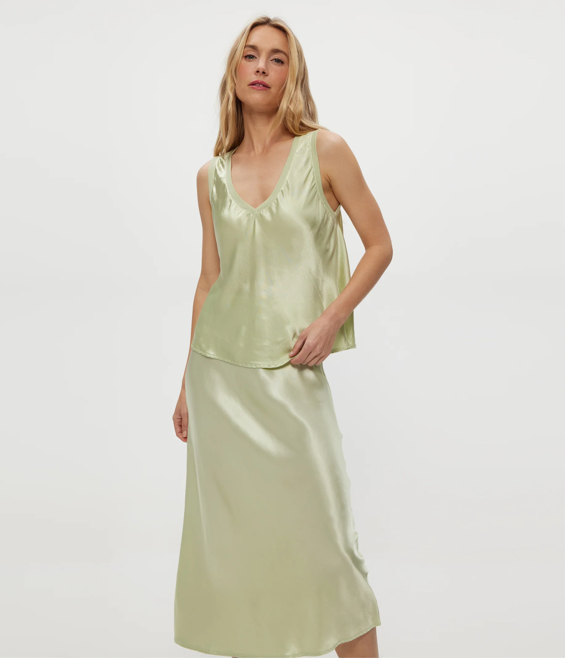 Liz Satin V-Neck Tank - Image 9