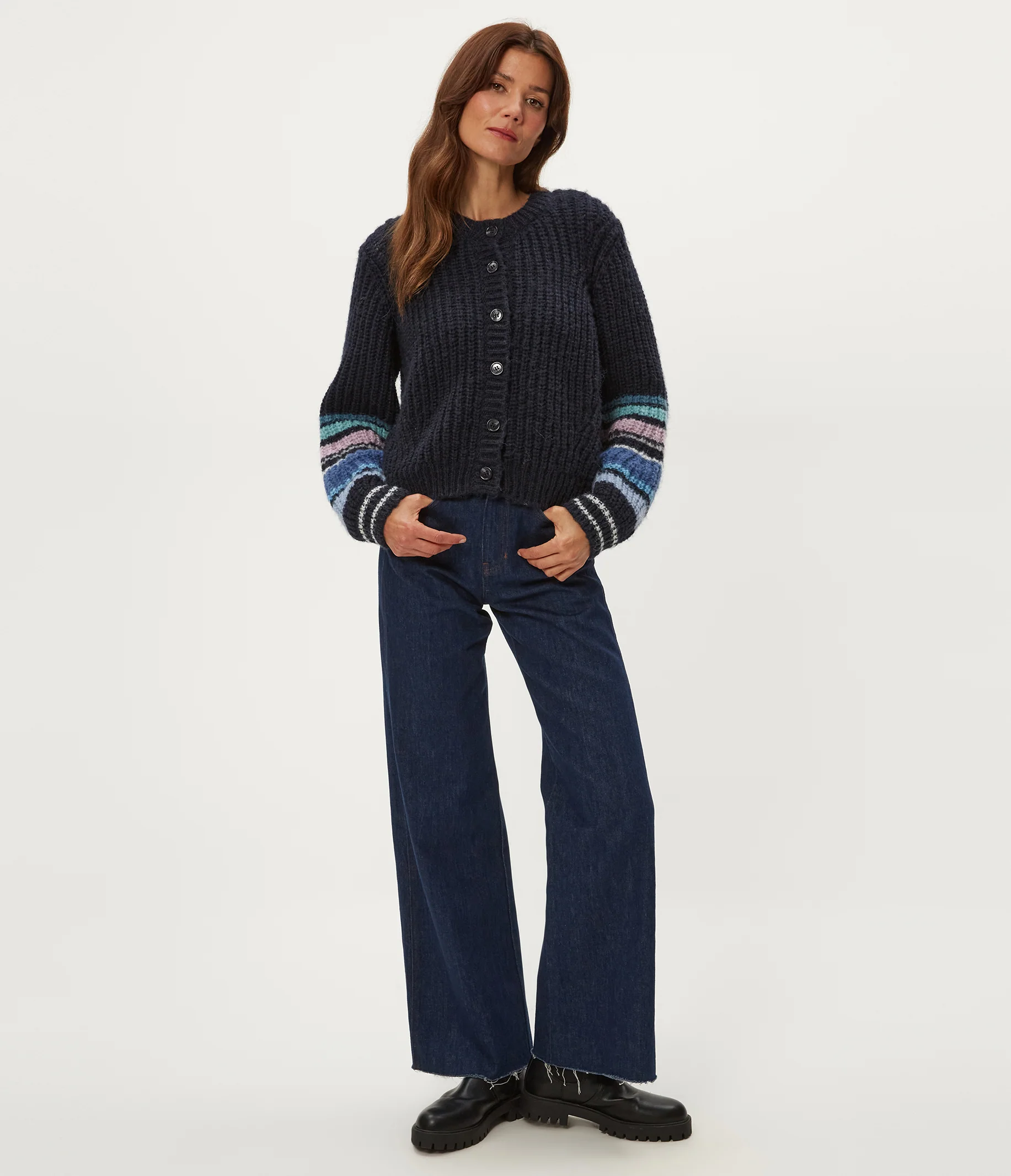 Lumi Striped Crew Cardigan - Image 2