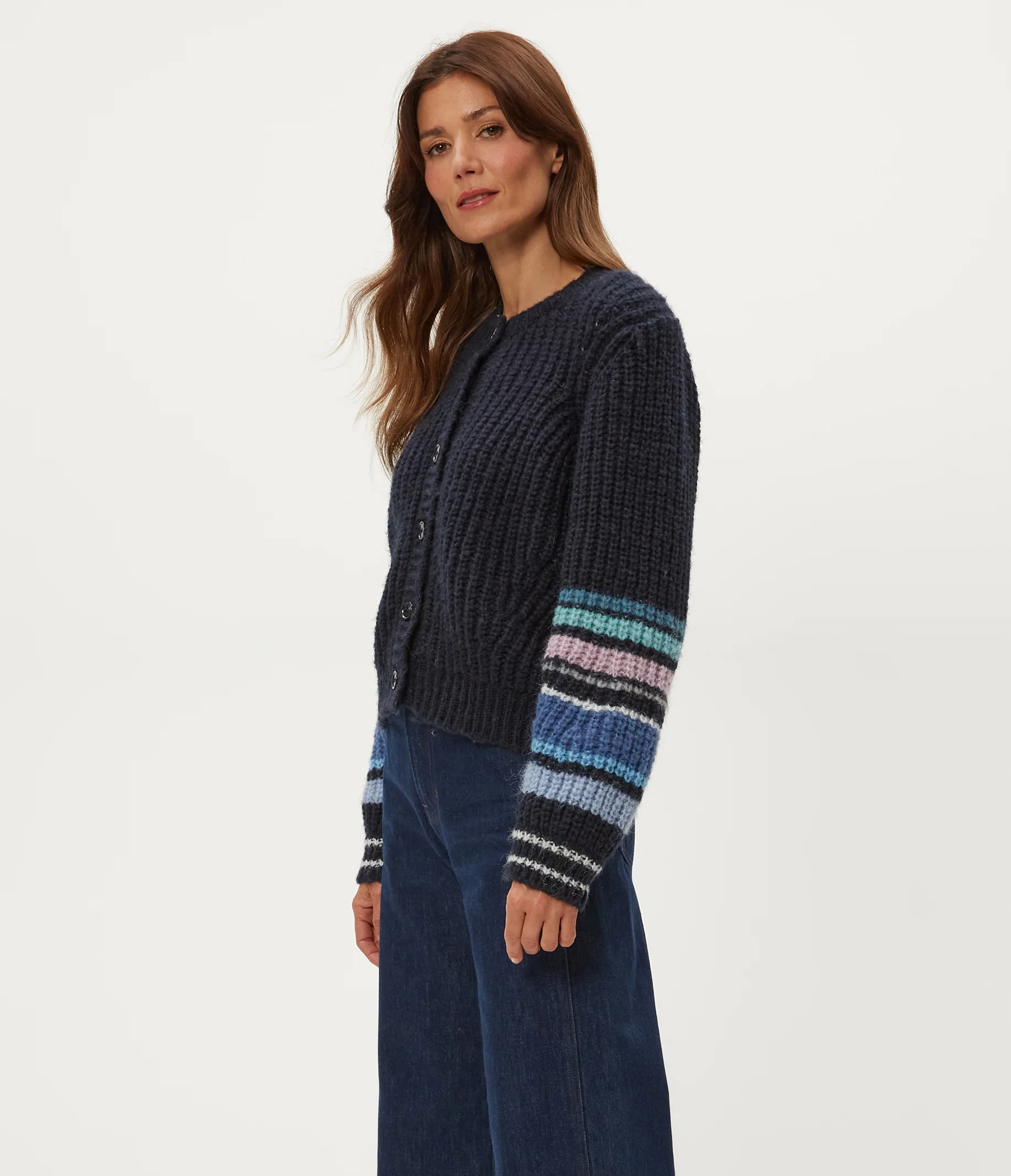 Lumi Striped Crew Cardigan - Image 3