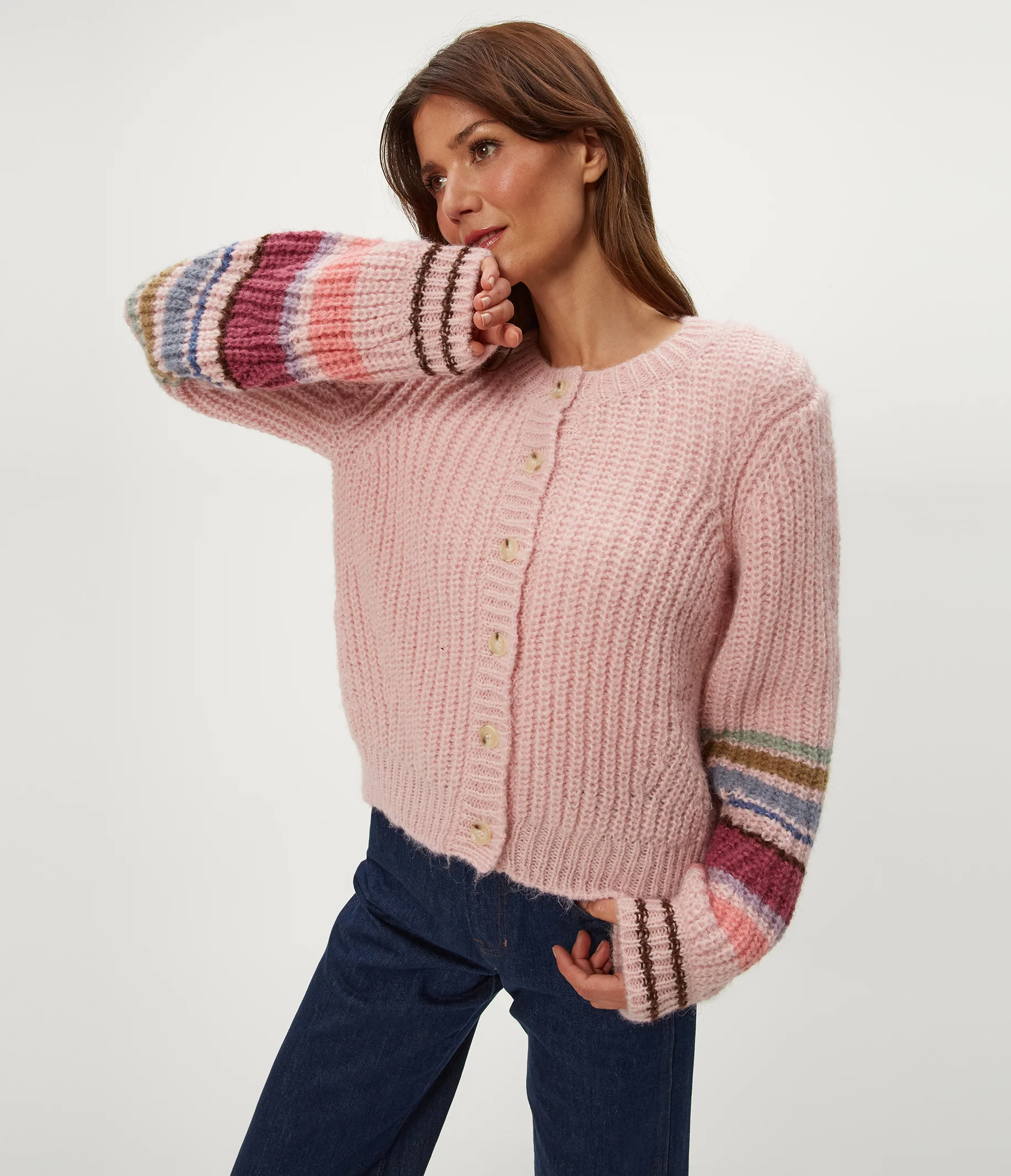 Lumi Striped Crew Cardigan - Image 7