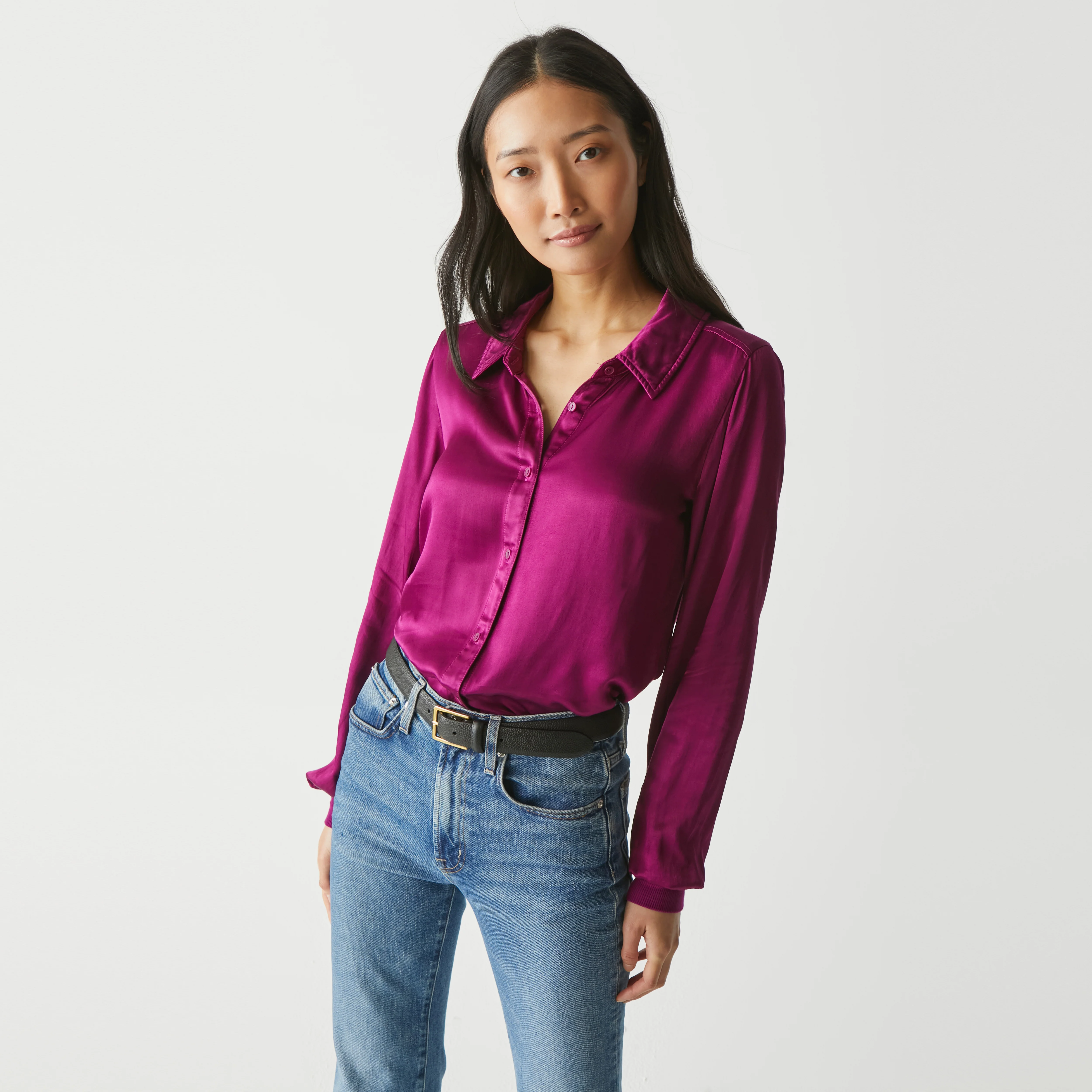 Meredith Satin Button Down Shirt - Image 33