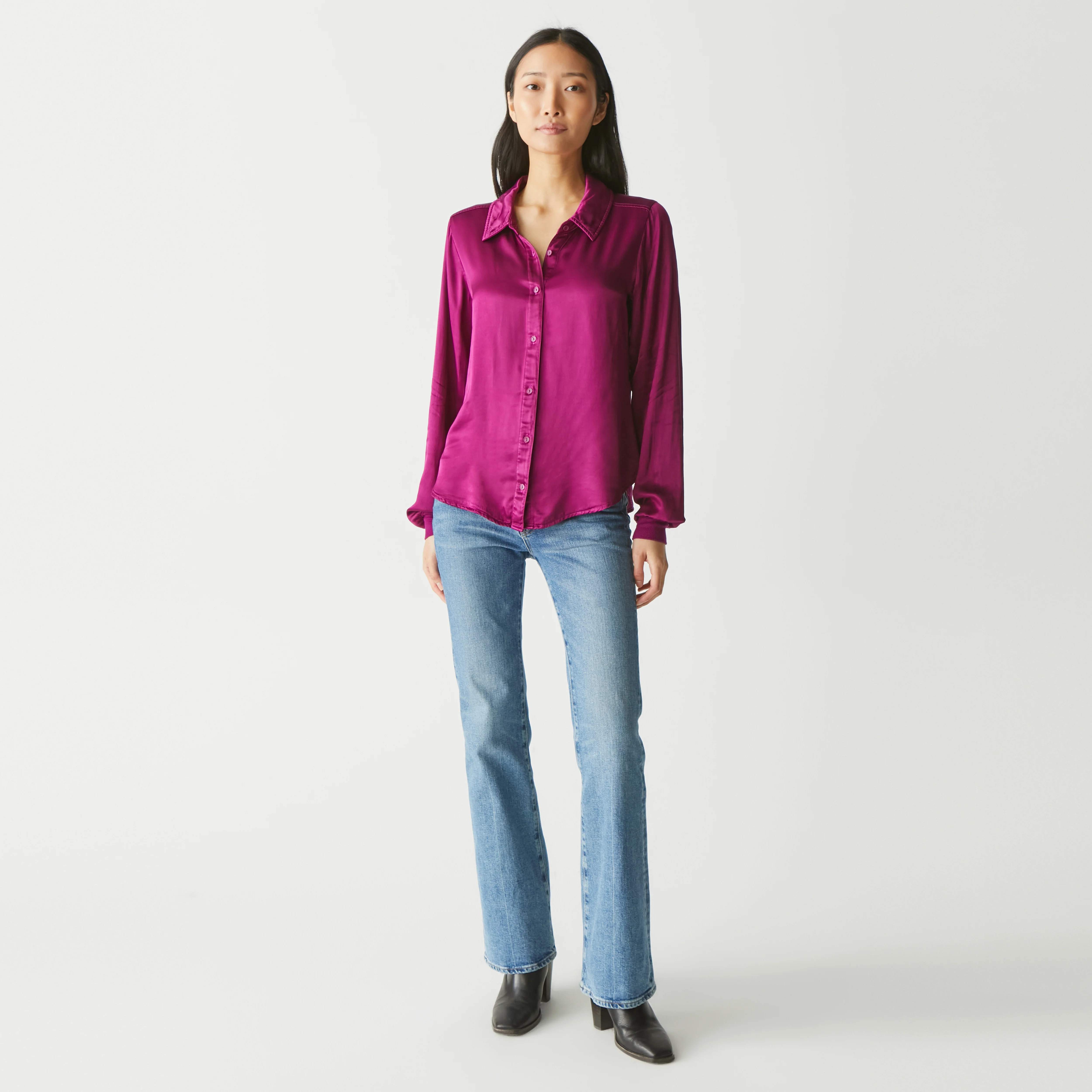 Meredith Satin Button Down Shirt - Image 34