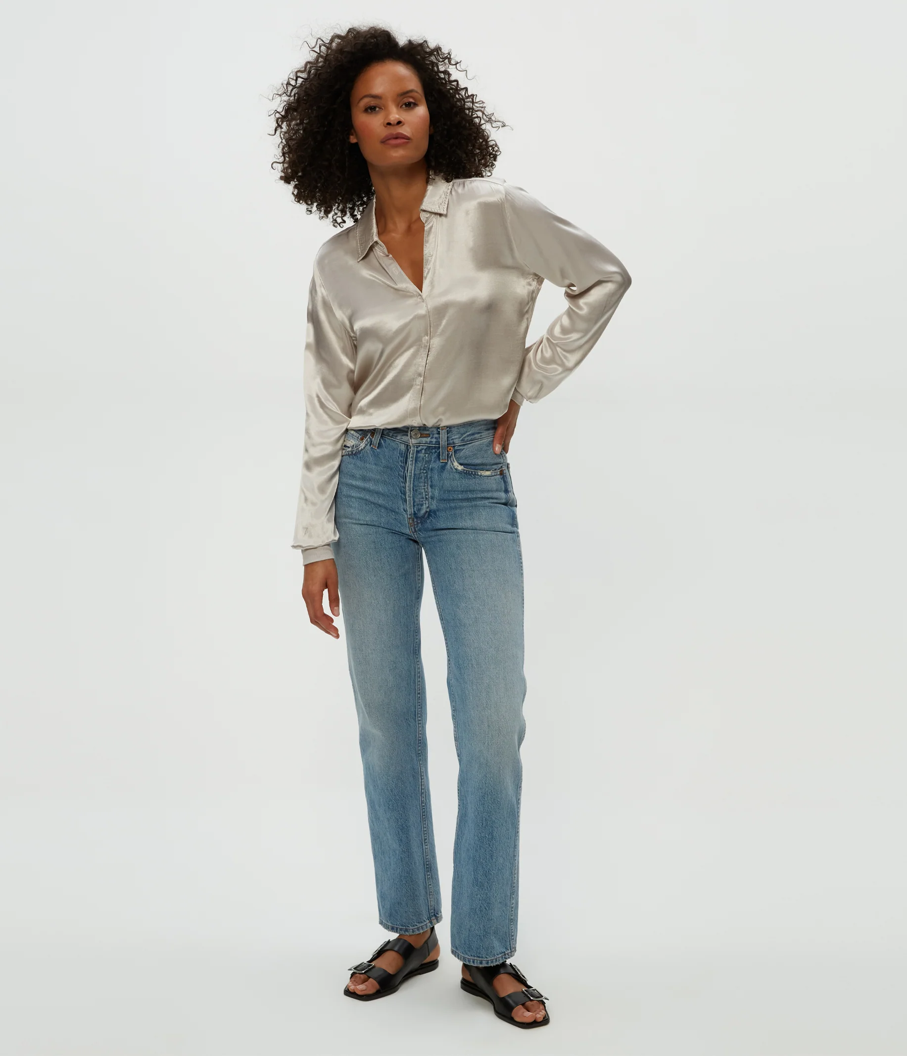 Meredith Satin Button Down Shirt - Image 6