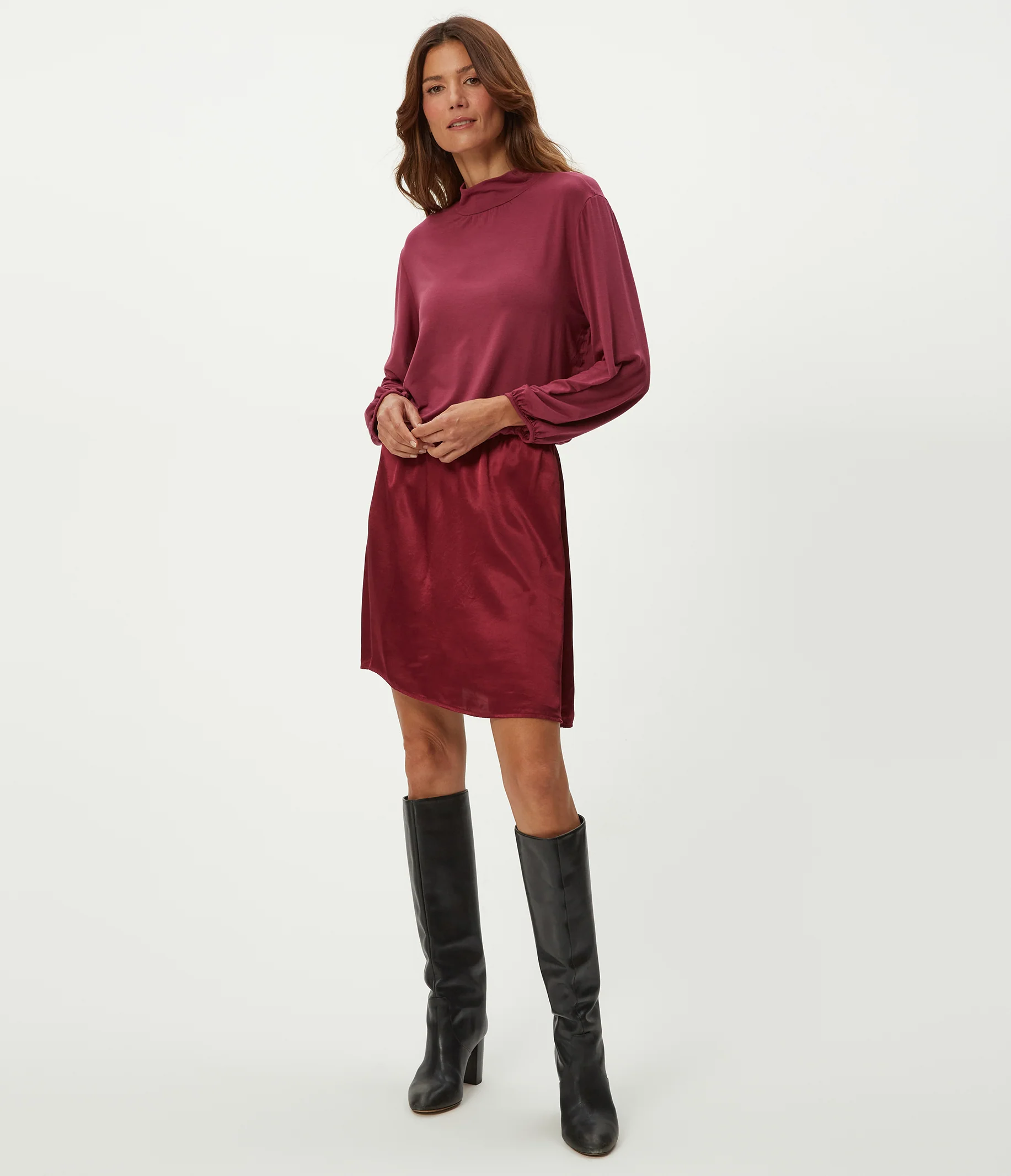 Myla Mixed Fabric Satin Mini Dress - Image 3