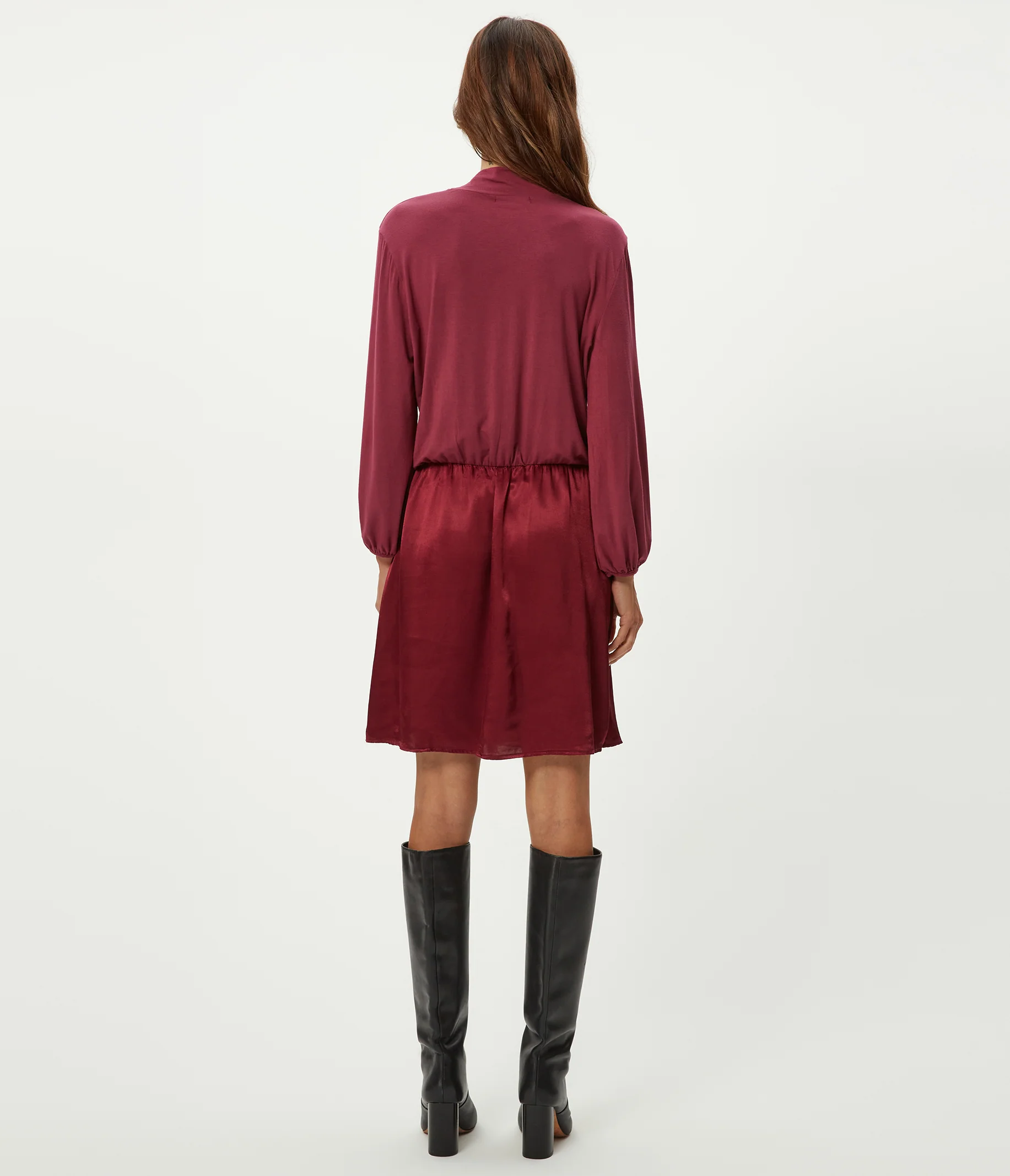 Myla Mixed Fabric Satin Mini Dress - Image 4