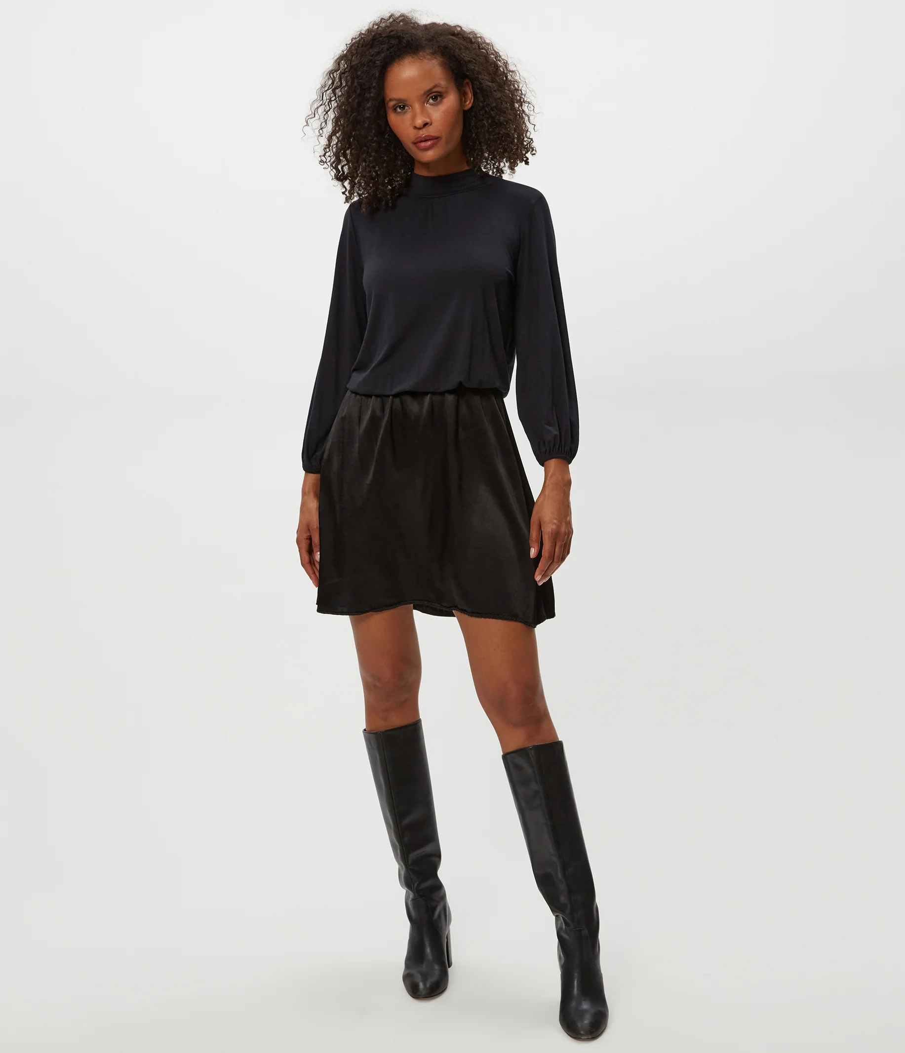 Myla Mixed Fabric Satin Mini Dress - Image 5