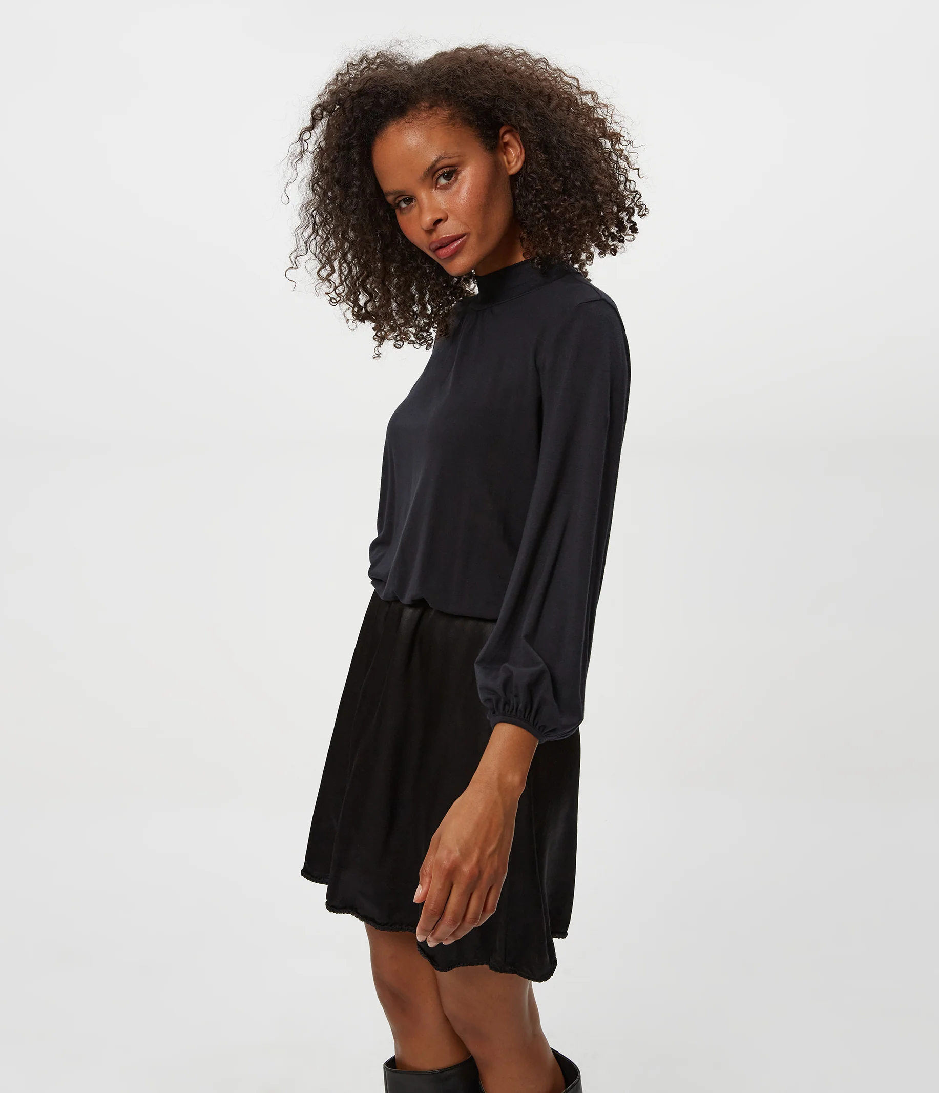 Myla Mixed Fabric Satin Mini Dress - Image 6