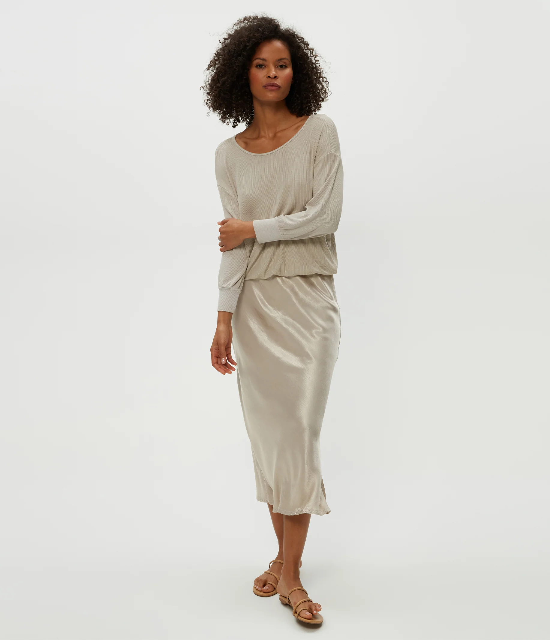 Nadia Mixed Fabric Satin Dress - Image 15