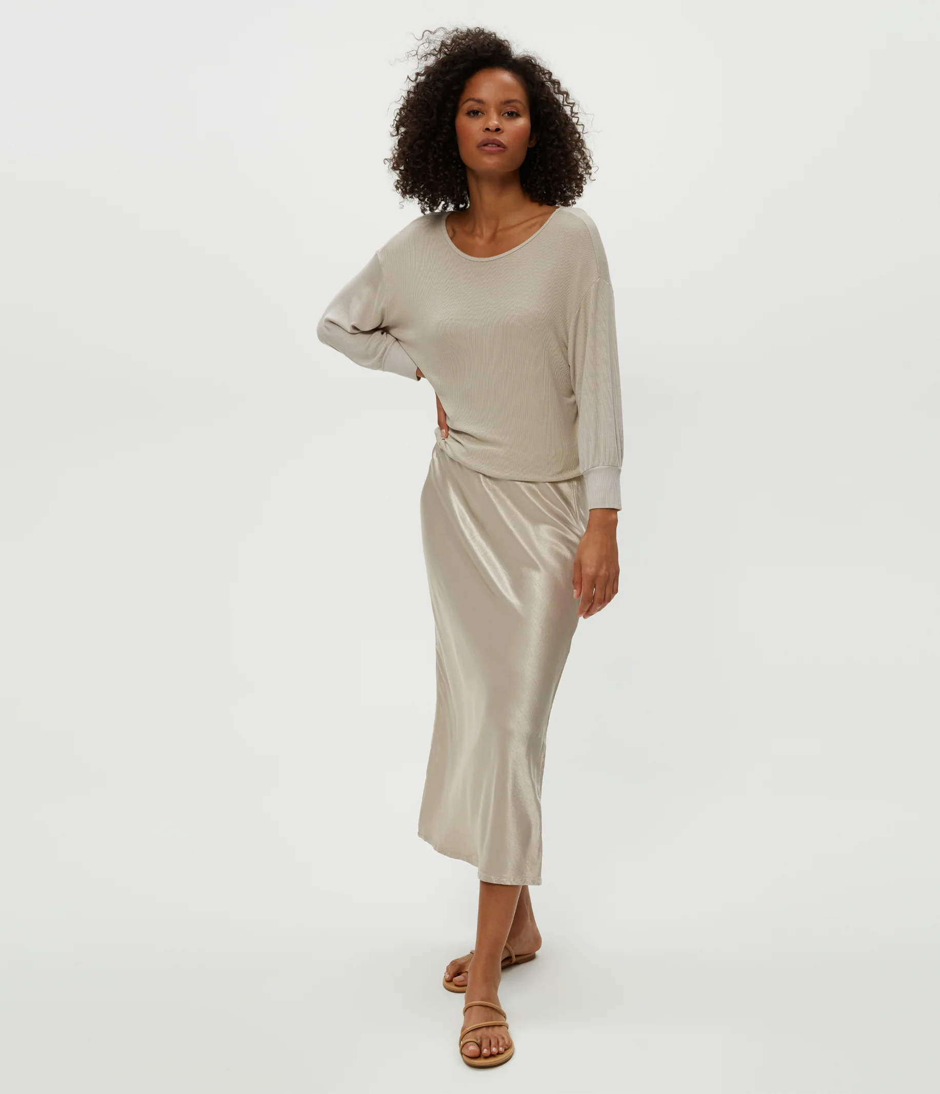 Nadia Mixed Fabric Satin Dress - Image 16