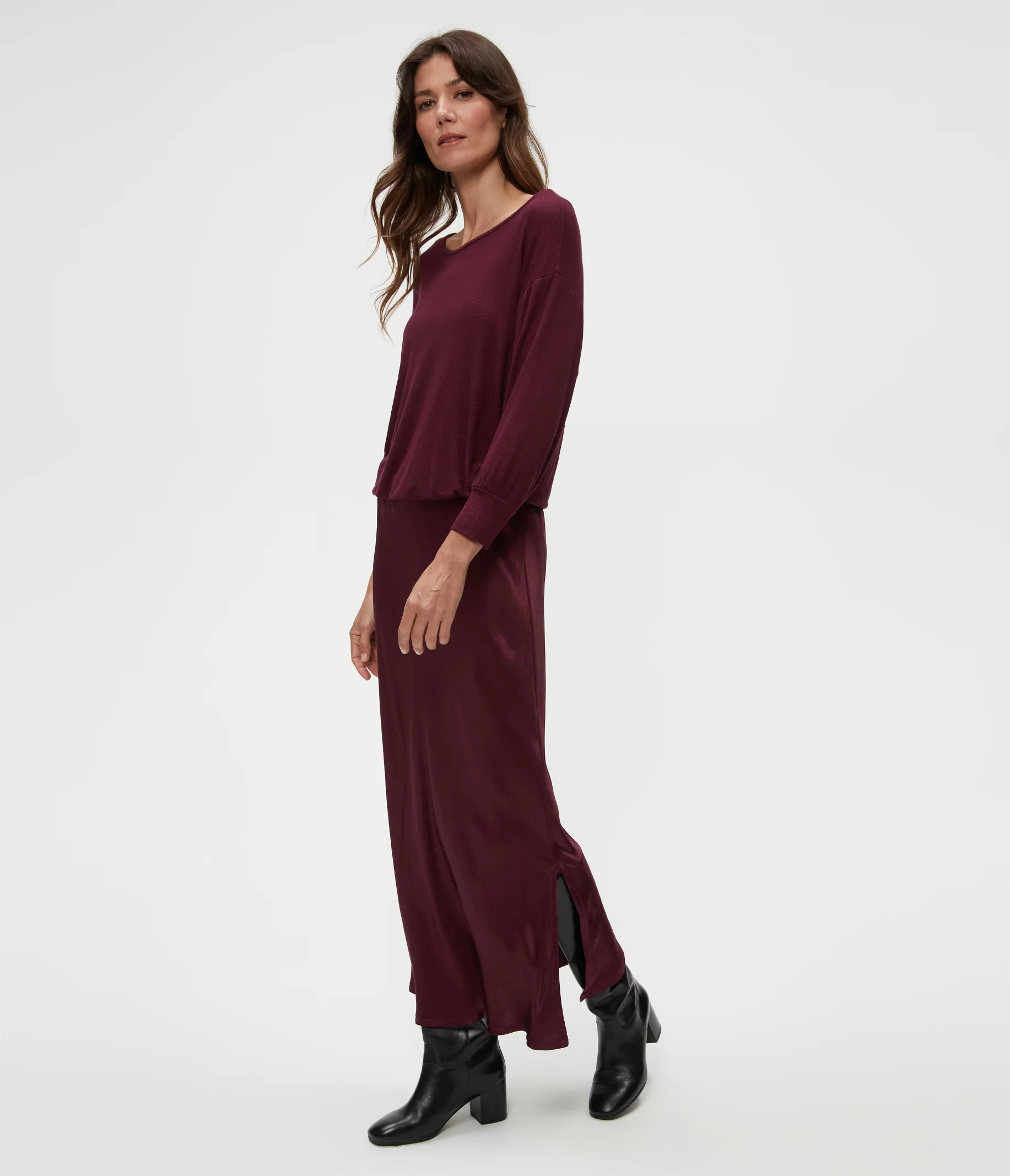 Nadia Mixed Fabric Satin Dress - Image 36