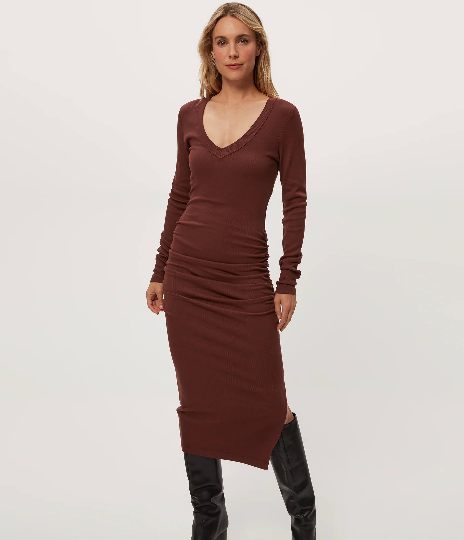 Nova Ribbed V-Neck Dress - Image 10