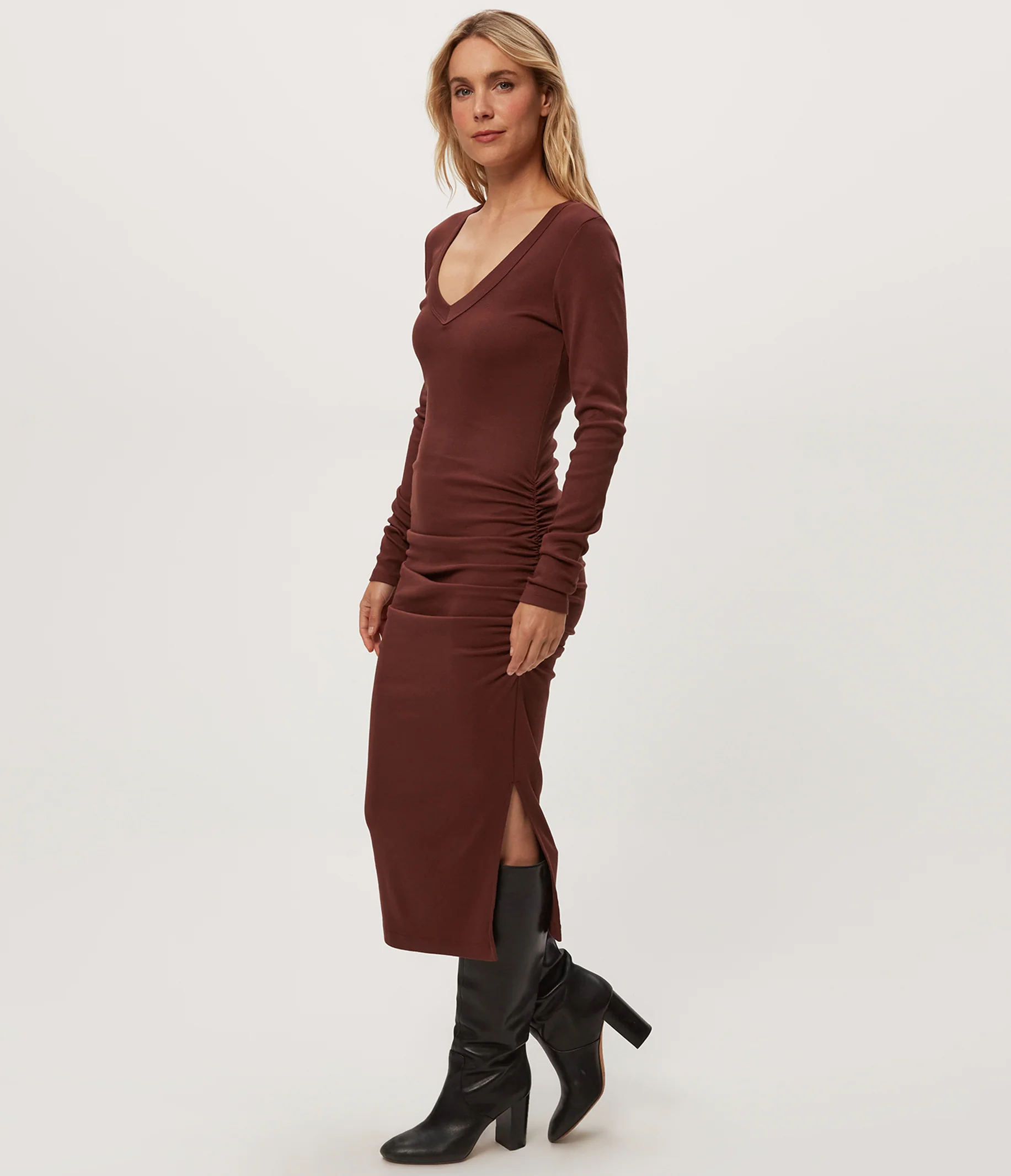 Nova Ribbed V-Neck Dress - Image 11