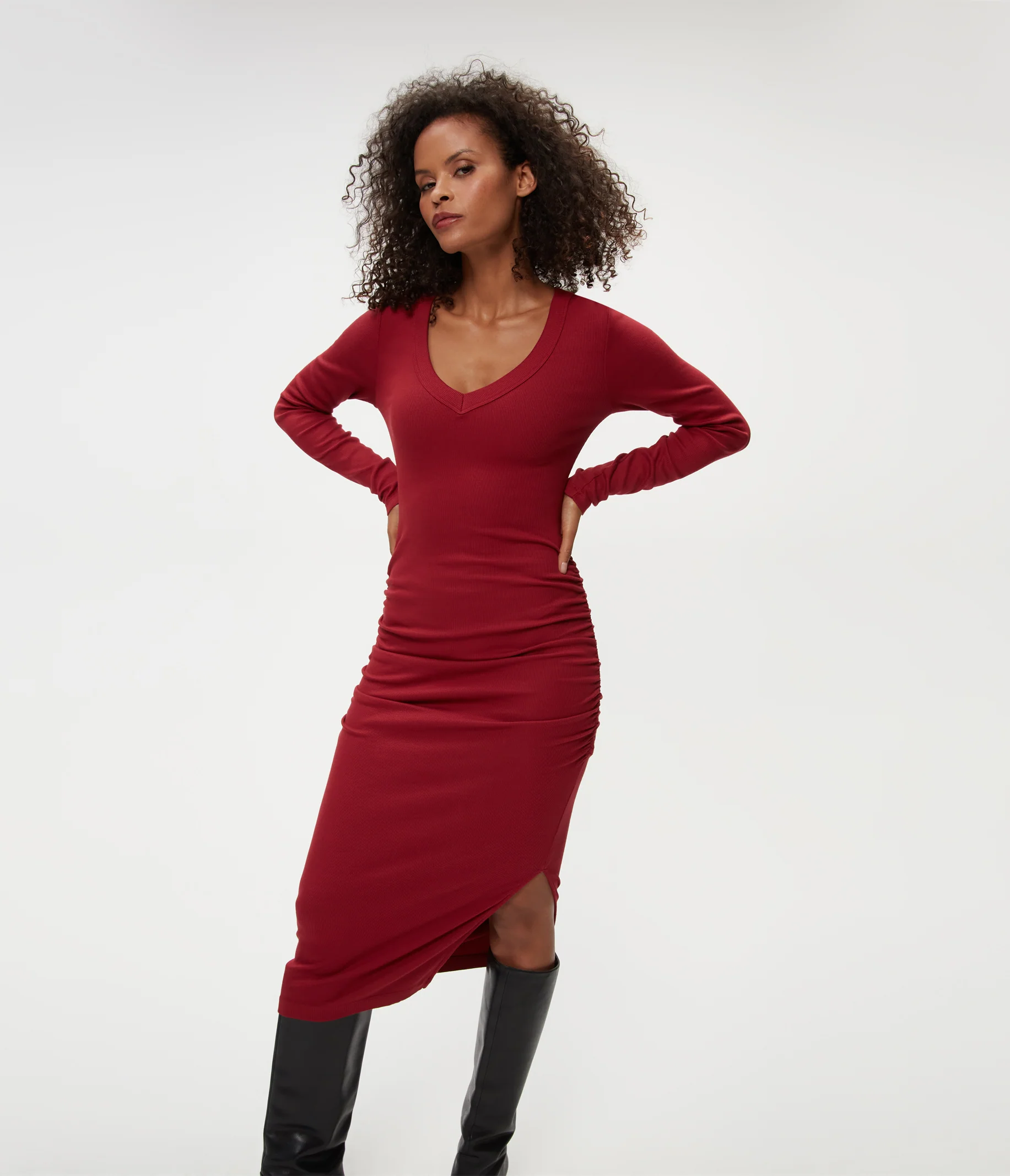 Nova Ribbed V-Neck Dress - Image 29