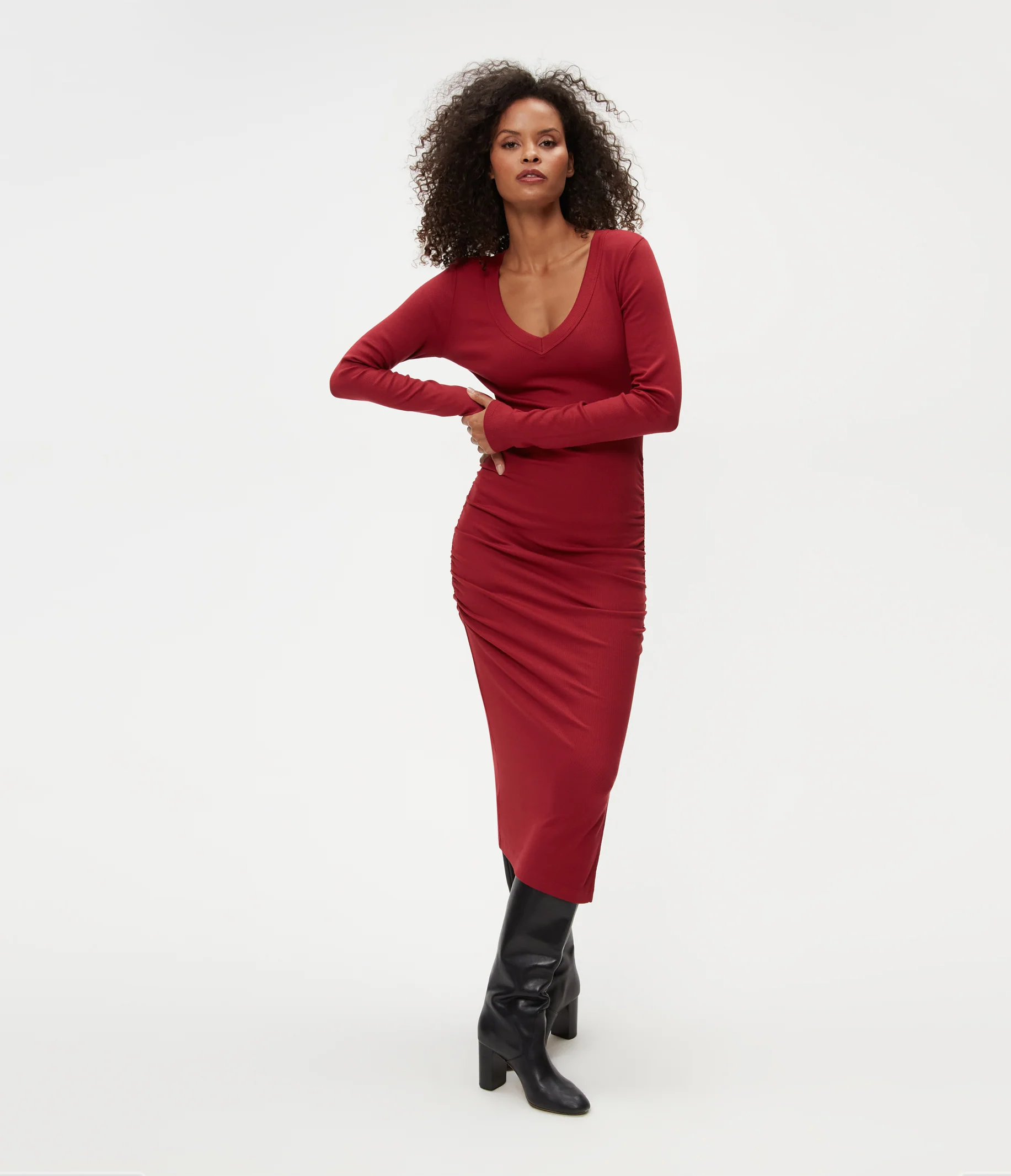 Nova Ribbed V-Neck Dress - Image 30