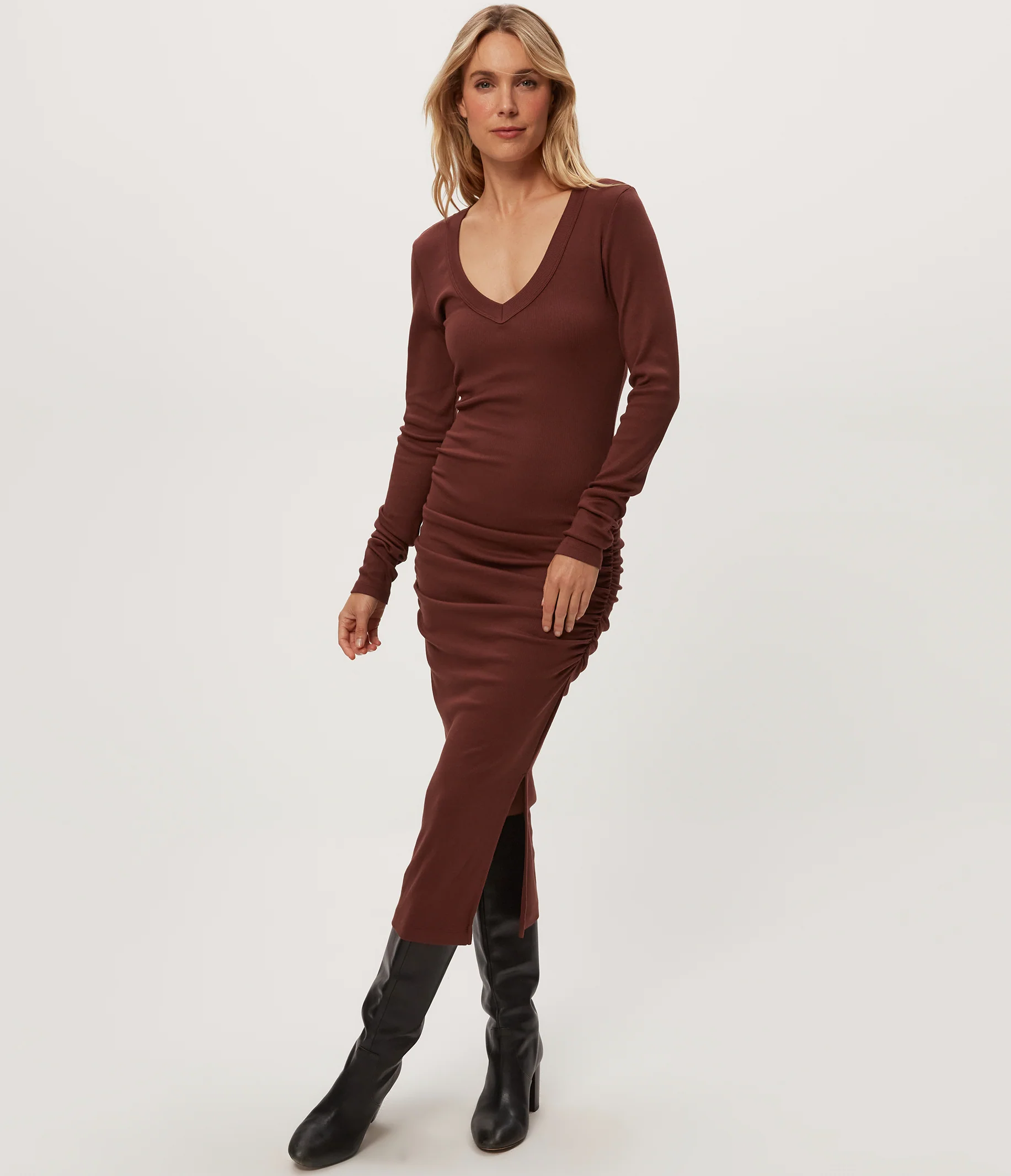 Nova Ribbed V-Neck Dress - Image 9