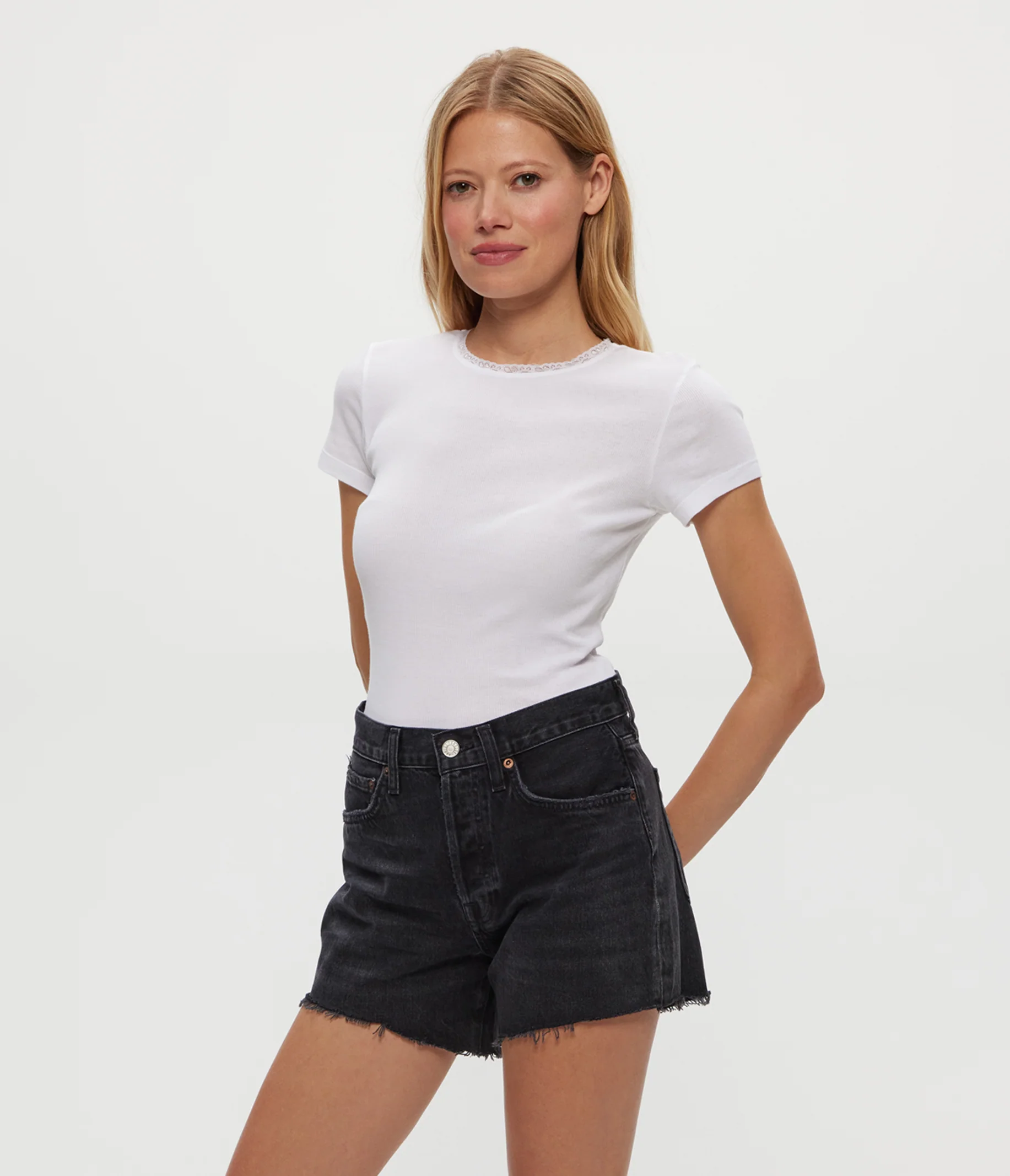 Paisley Supima Rib Lace Tee - Image 11