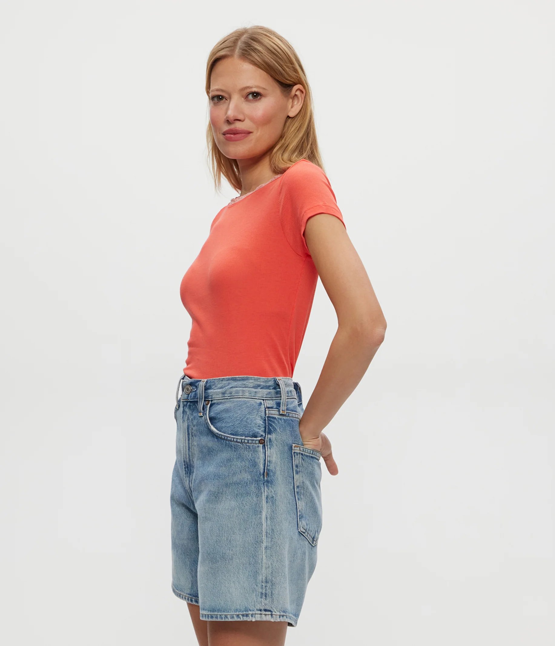 Paisley Supima Rib Lace Tee - Image 3