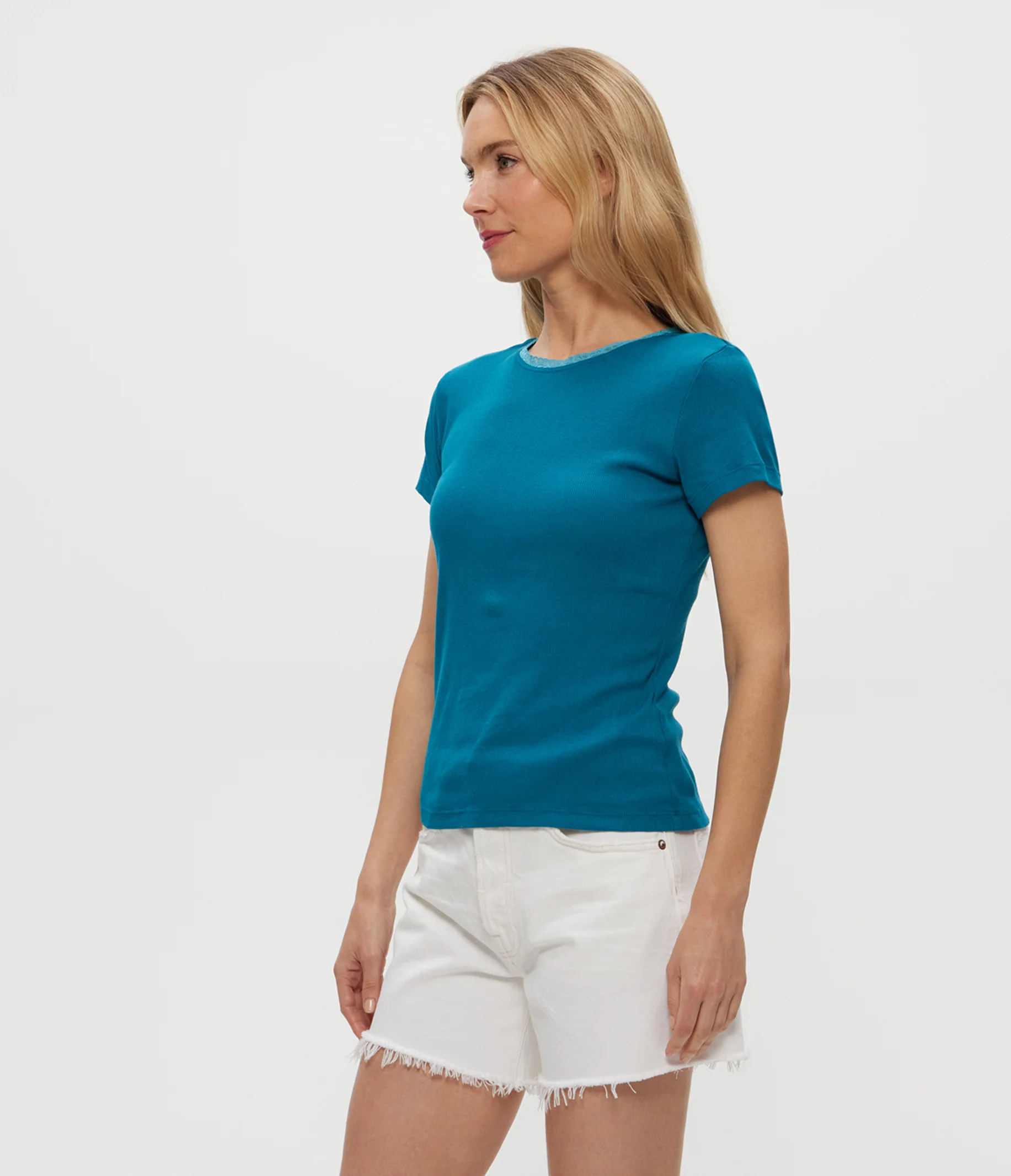 Paisley Supima Rib Lace Tee - Image 7