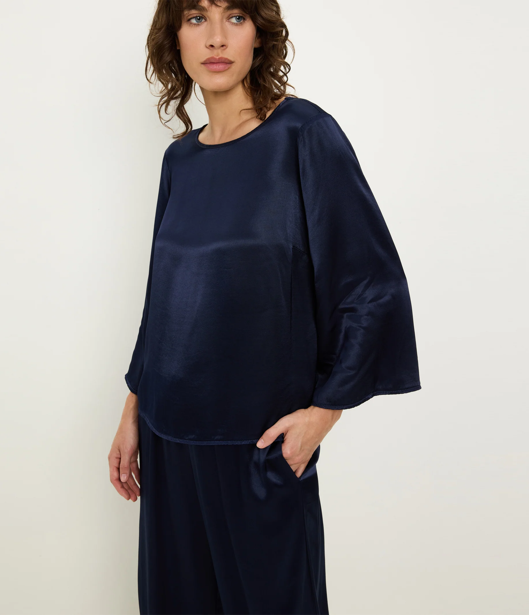 Rachelle Satin Boat Neck Top