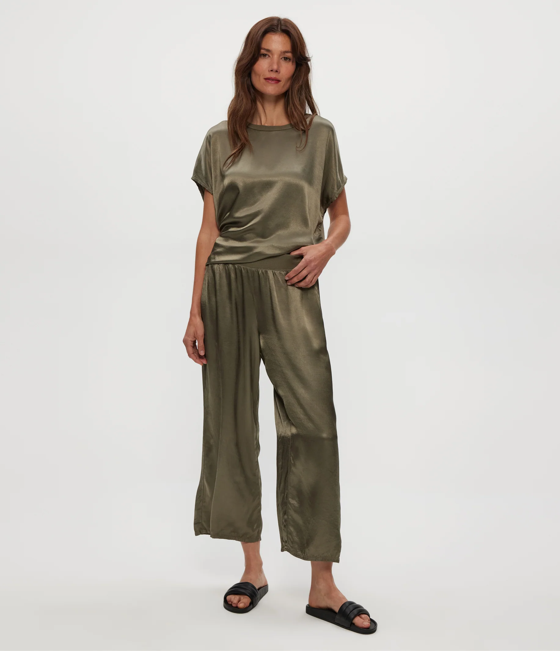 Sacha Satin Cropped Pant