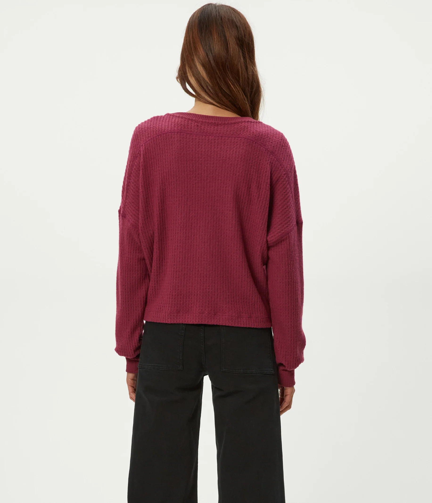 Salma V-Neck Brushed Waffle Top - Image 12