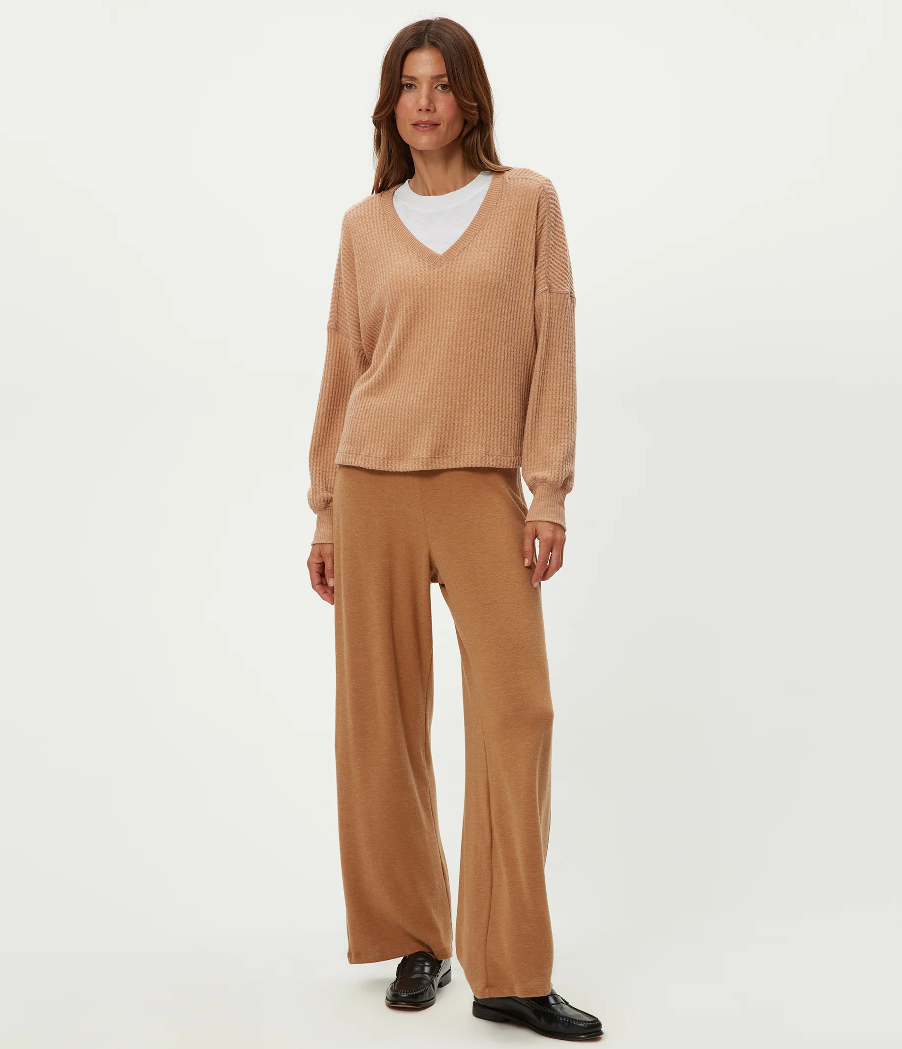Salma V-Neck Brushed Waffle Top - Image 14