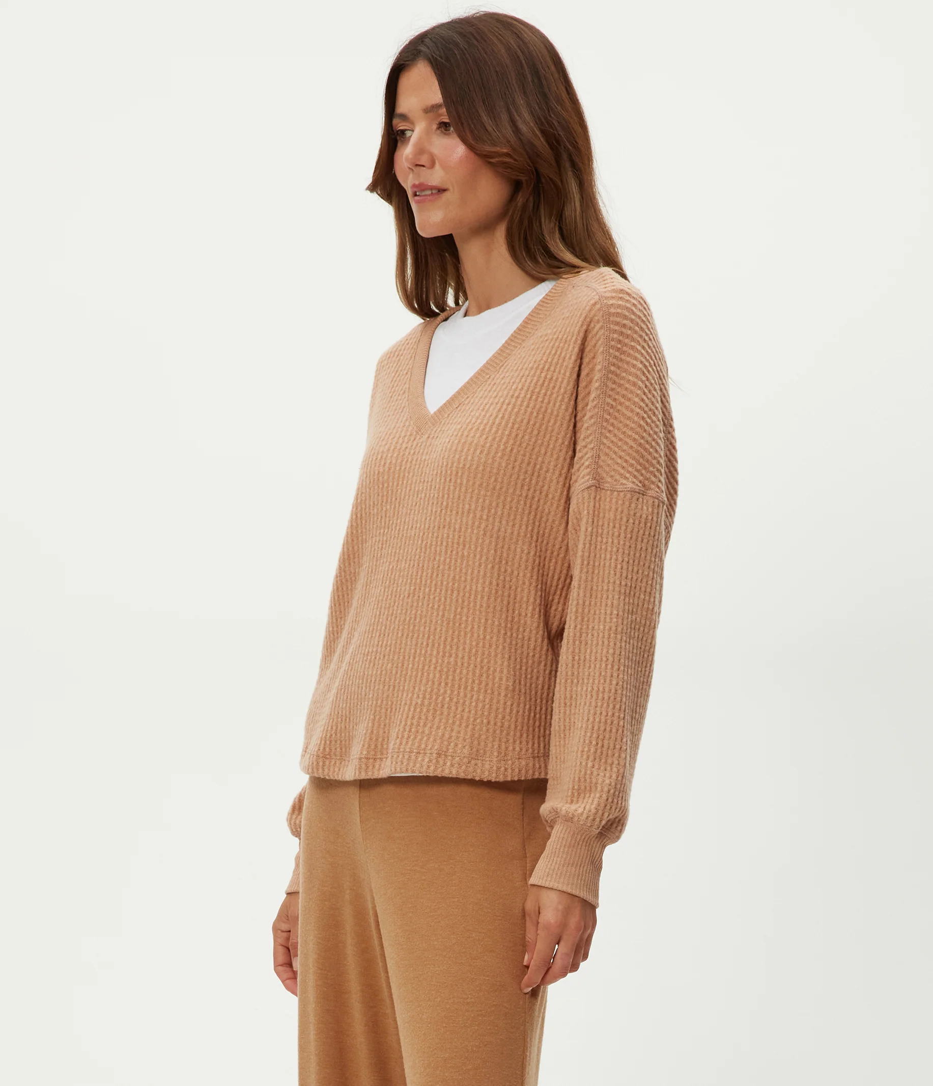 Salma V-Neck Brushed Waffle Top - Image 15