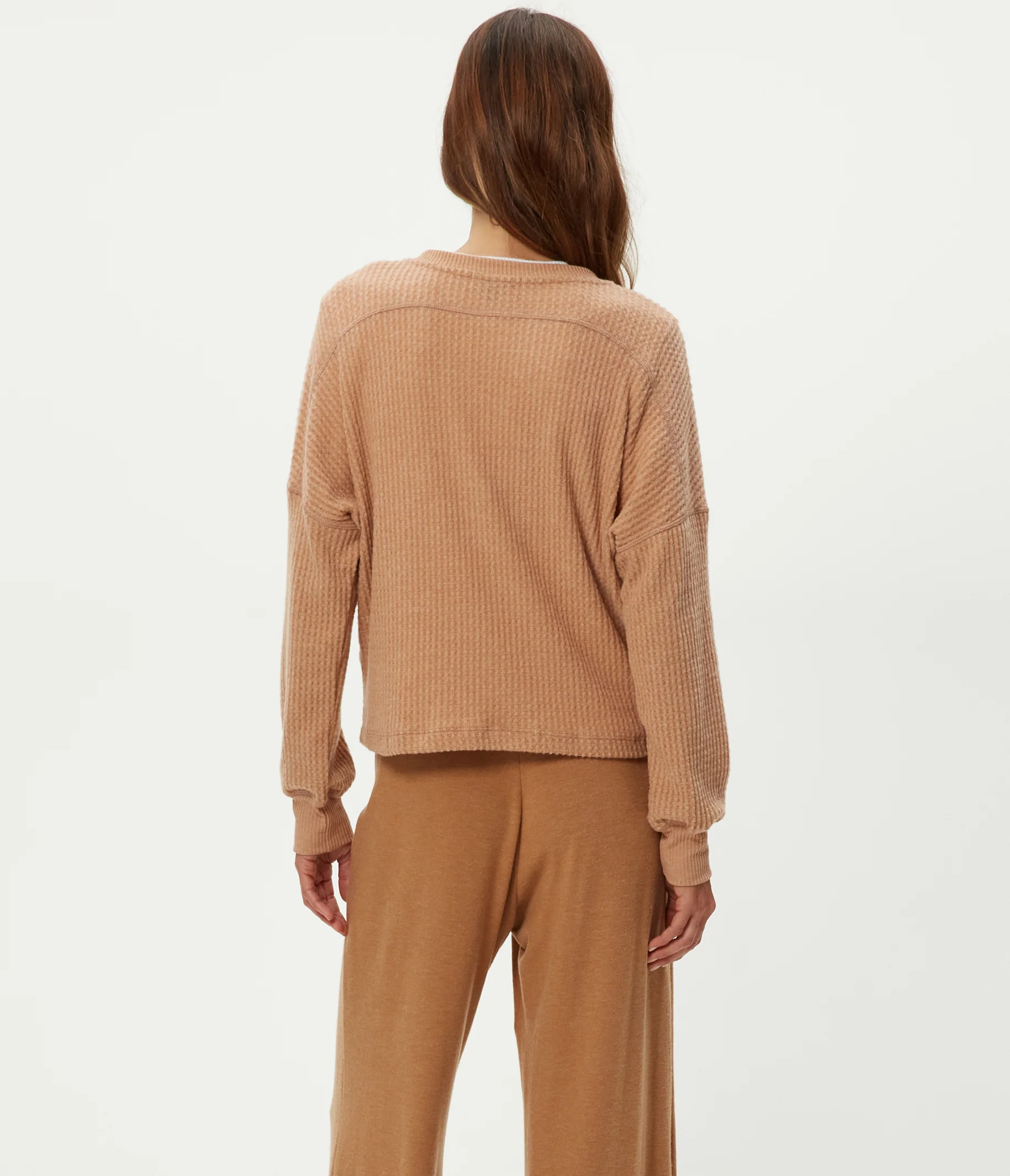 Salma V-Neck Brushed Waffle Top - Image 16