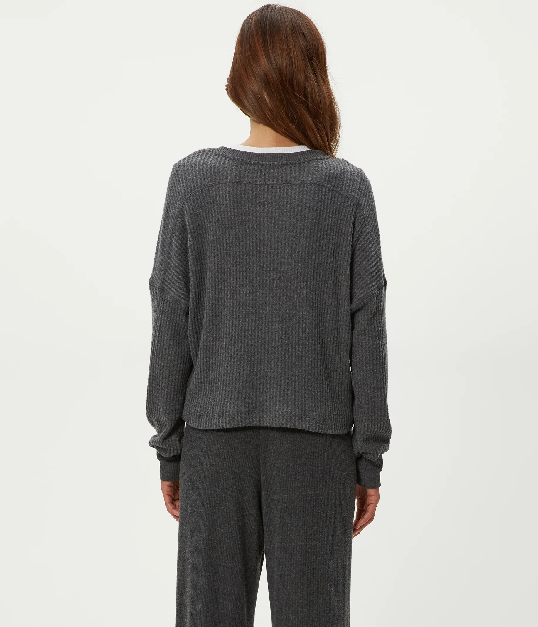 Salma V-Neck Brushed Waffle Top - Image 4