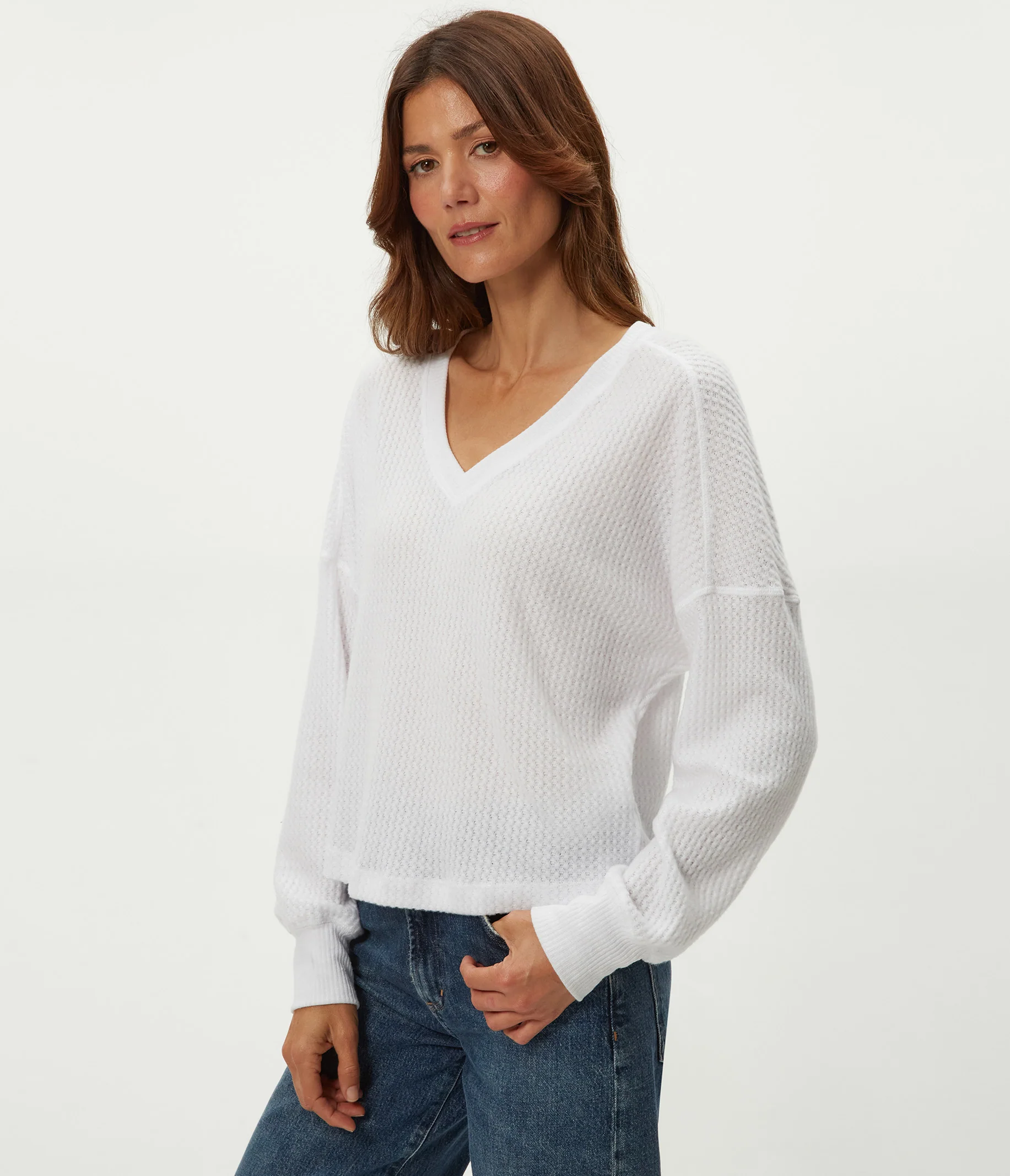 Salma V-Neck Brushed Waffle Top - Image 5