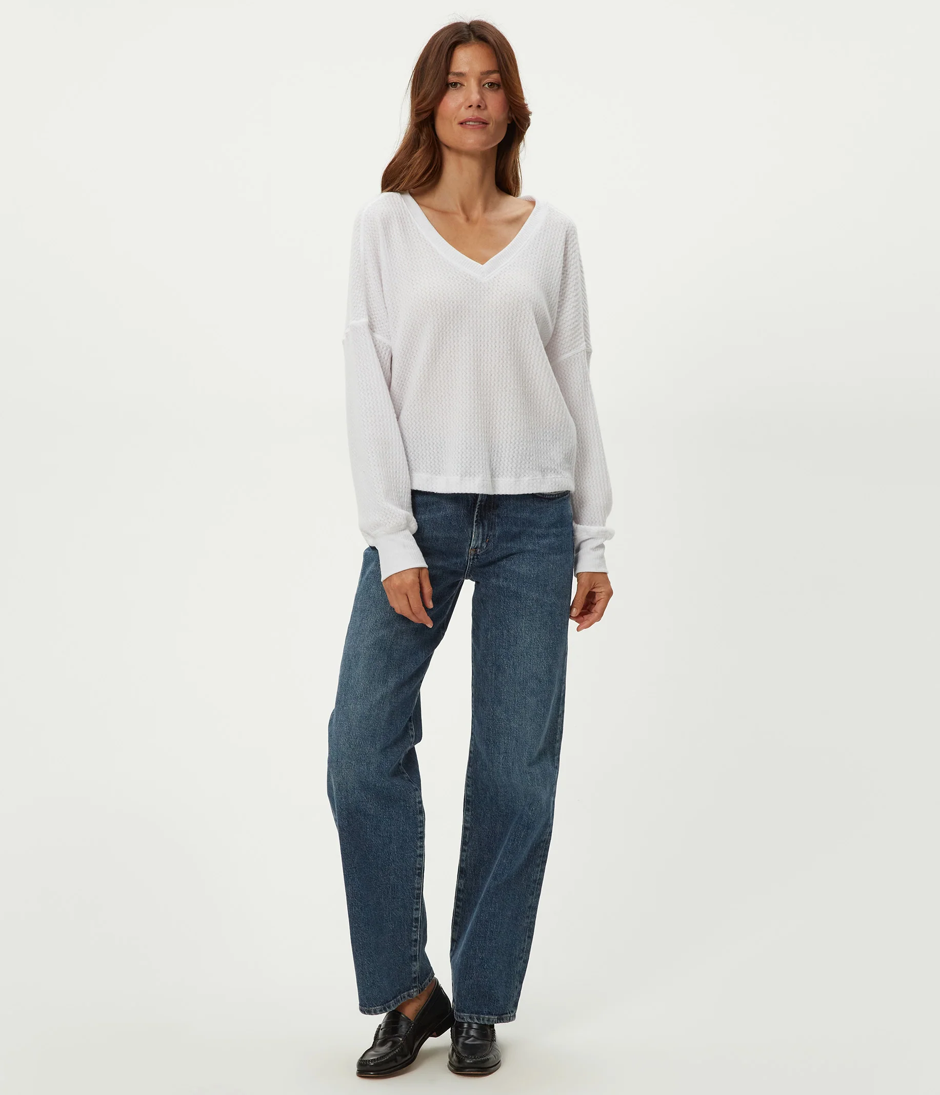 Salma V-Neck Brushed Waffle Top - Image 6