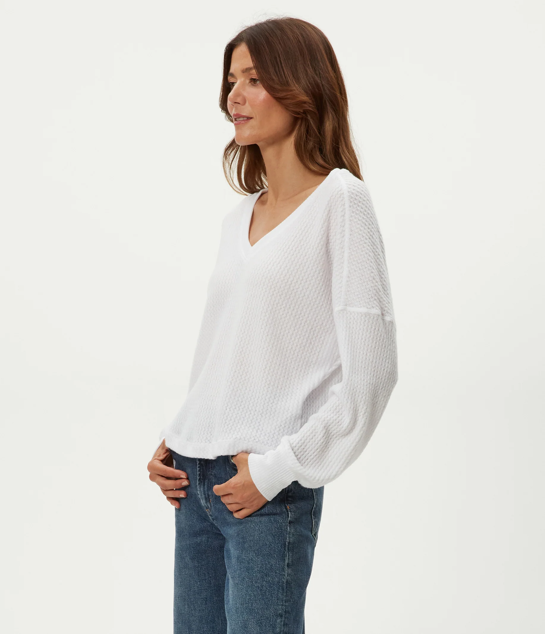 Salma V-Neck Brushed Waffle Top - Image 7