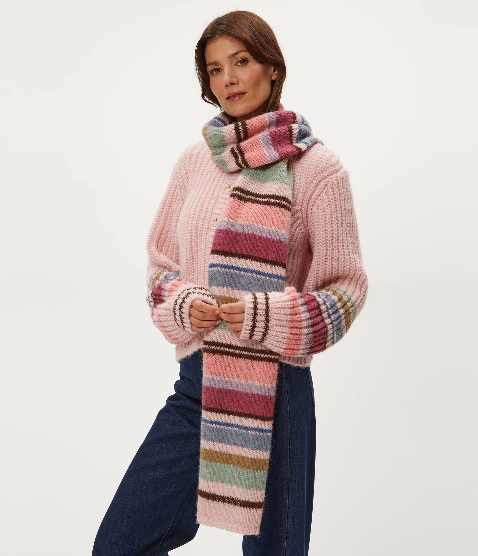 Striped Knit Scarf - Image 4