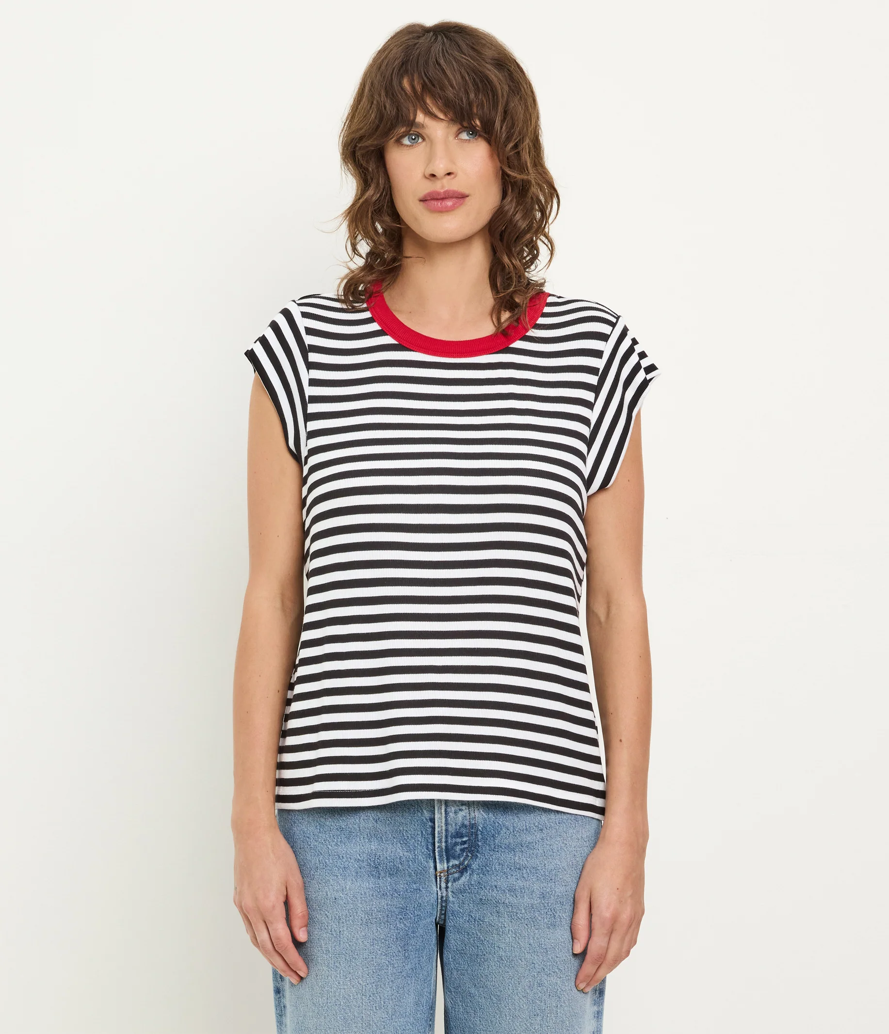Tanya Striped Power Shoulder Tee - Image 3