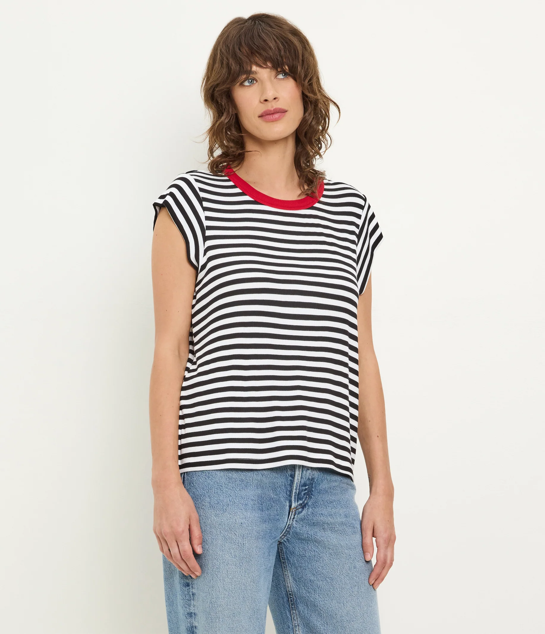 Tanya Striped Power Shoulder Tee - Image 4