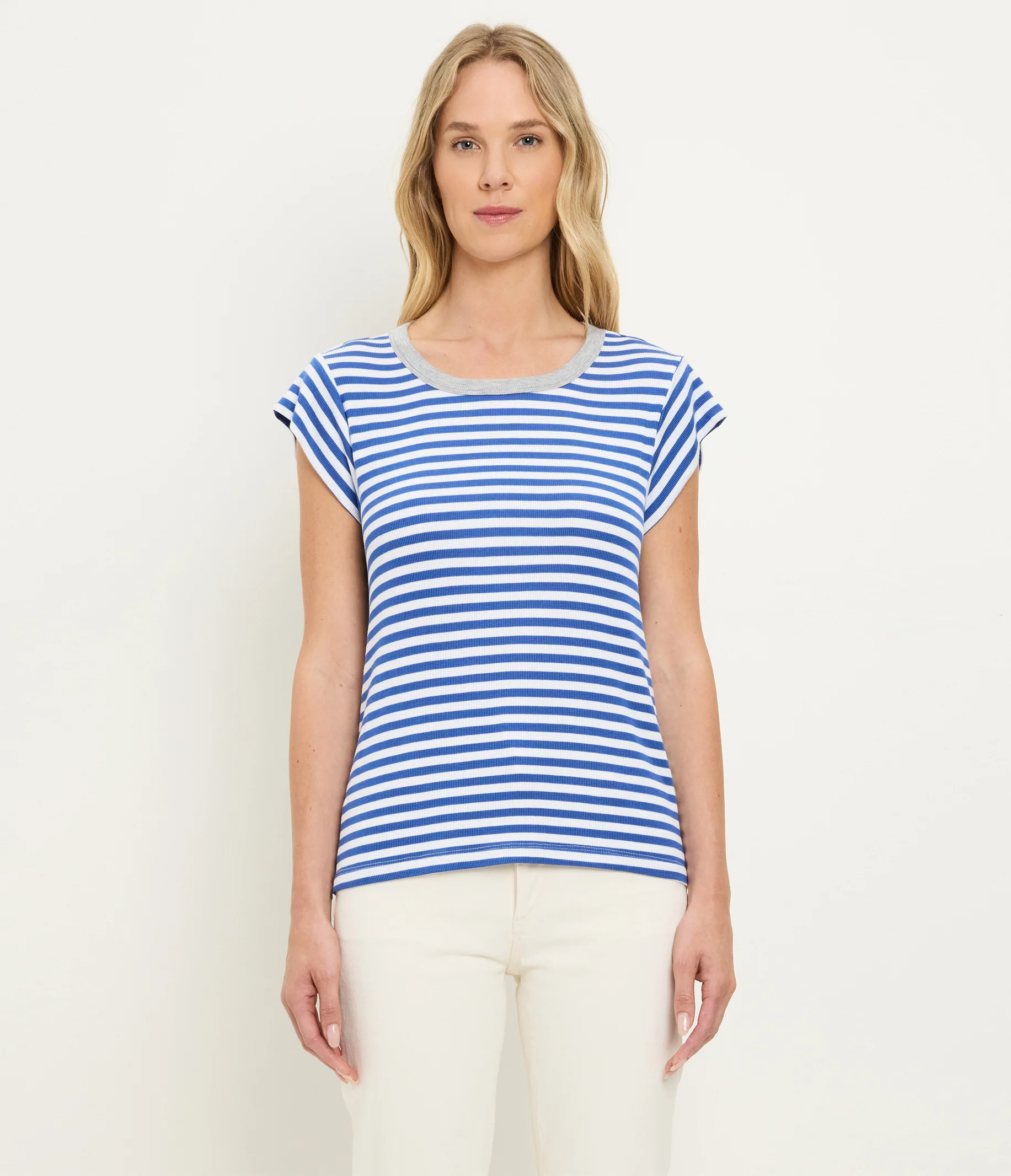 Tanya Striped Power Shoulder Tee - Image 6