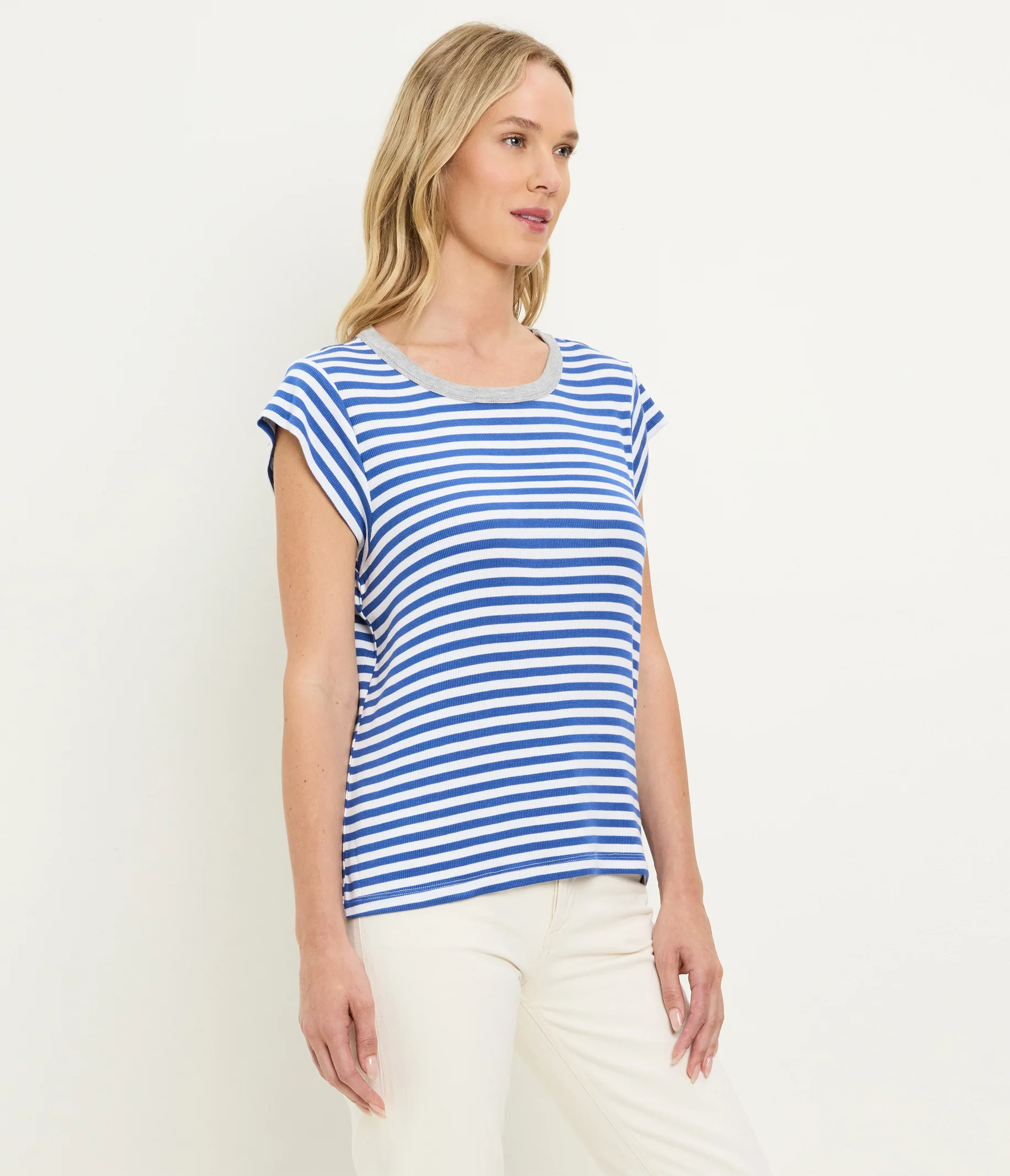 Tanya Striped Power Shoulder Tee - Image 9